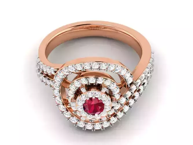 Women Solitaire Diamond Cocktail Ring 3dm renders detail