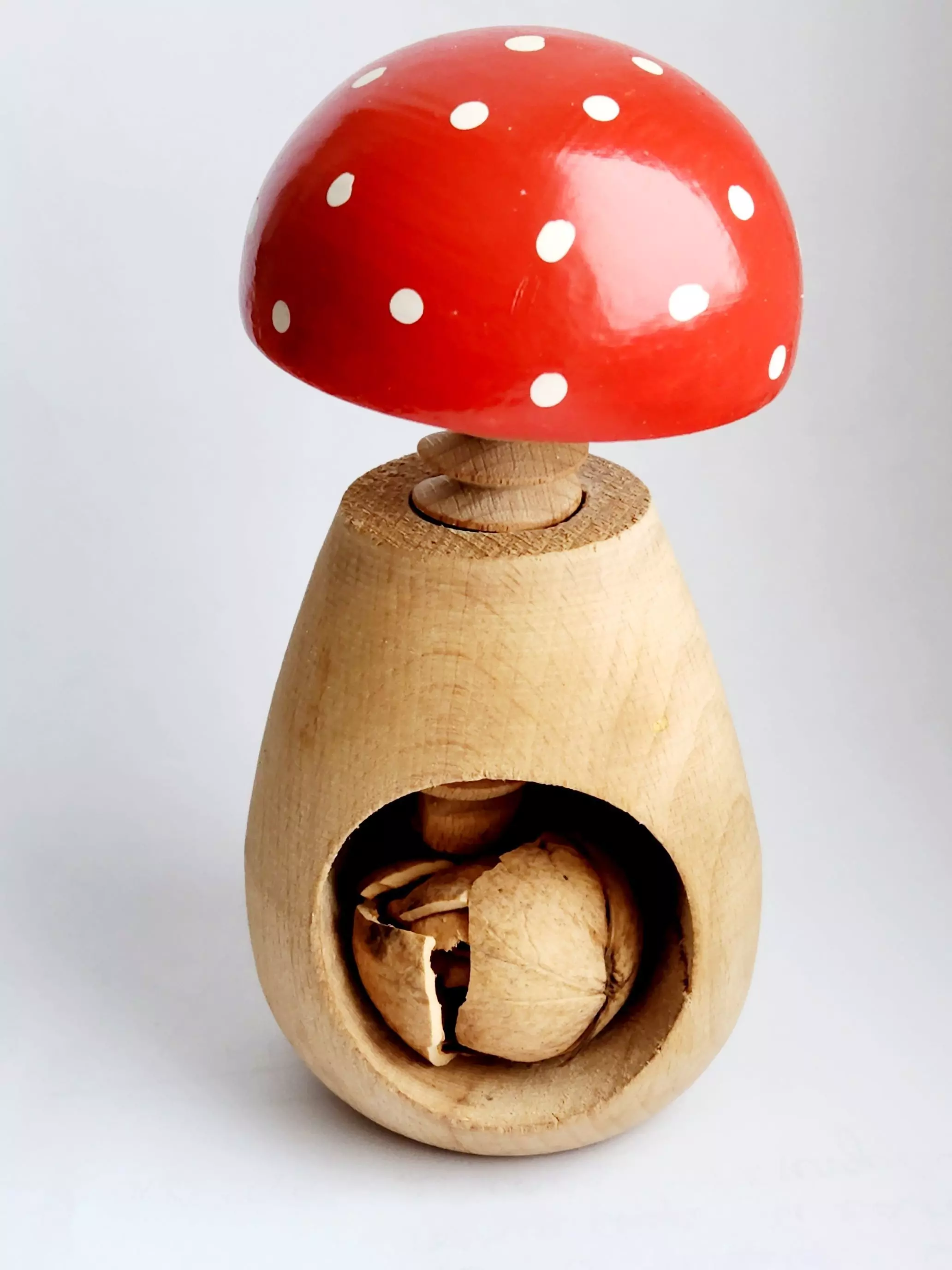 Nutcracker wooden mushroom with polka dot Free 3D print model