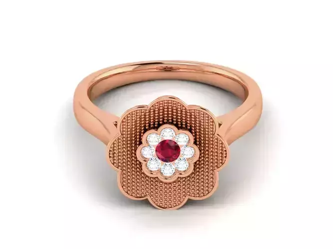 Flower Women Diamond Ring 3dm render details