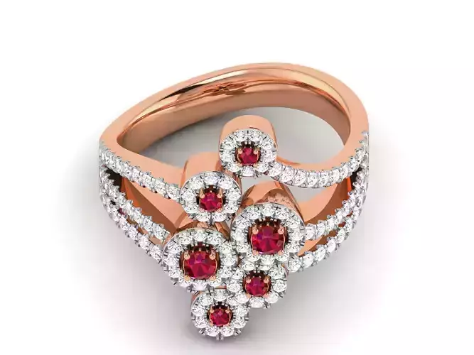 Women Diamond Cocktail Ring 3dm renders detail