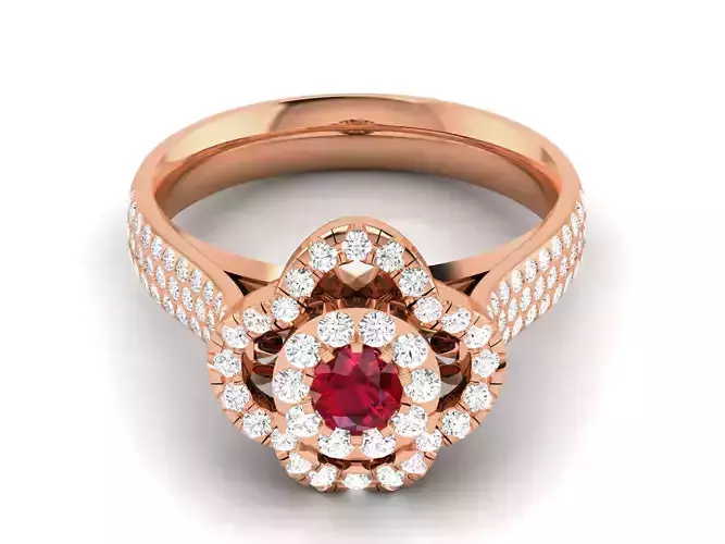 Women Solitaire Diamond Cocktail Ring 3dm renders detail