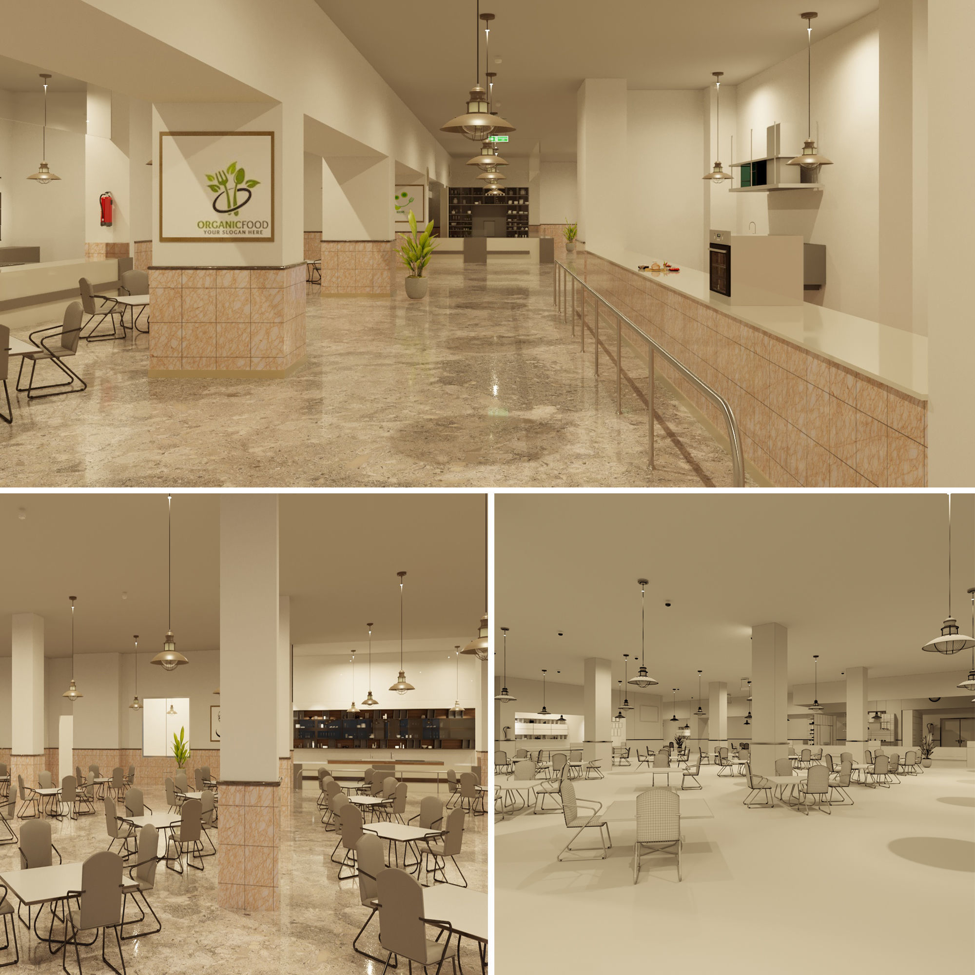 Hospital cafeteria 3d model 3D model_5