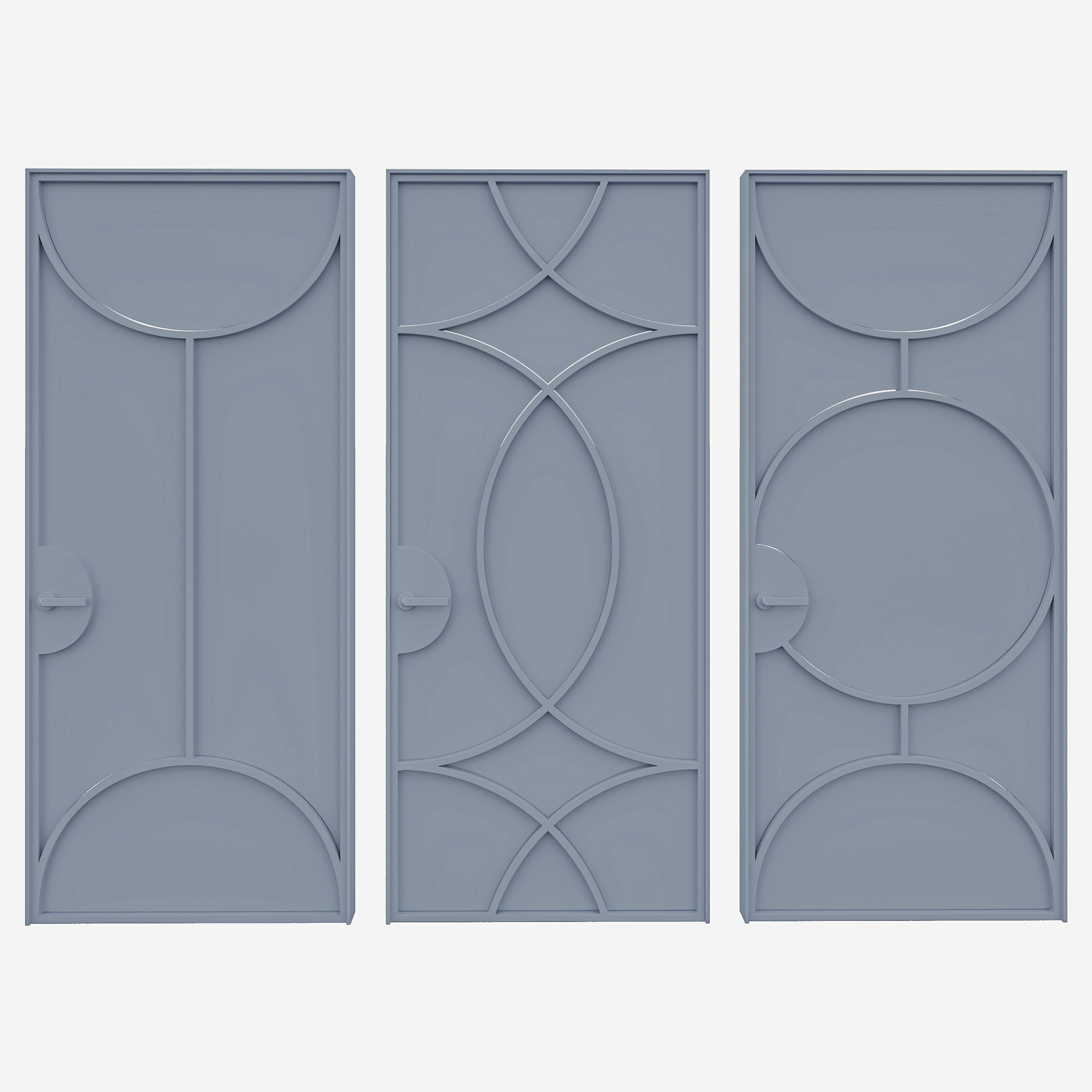 Interior Door Metal Set 01 3D model_4