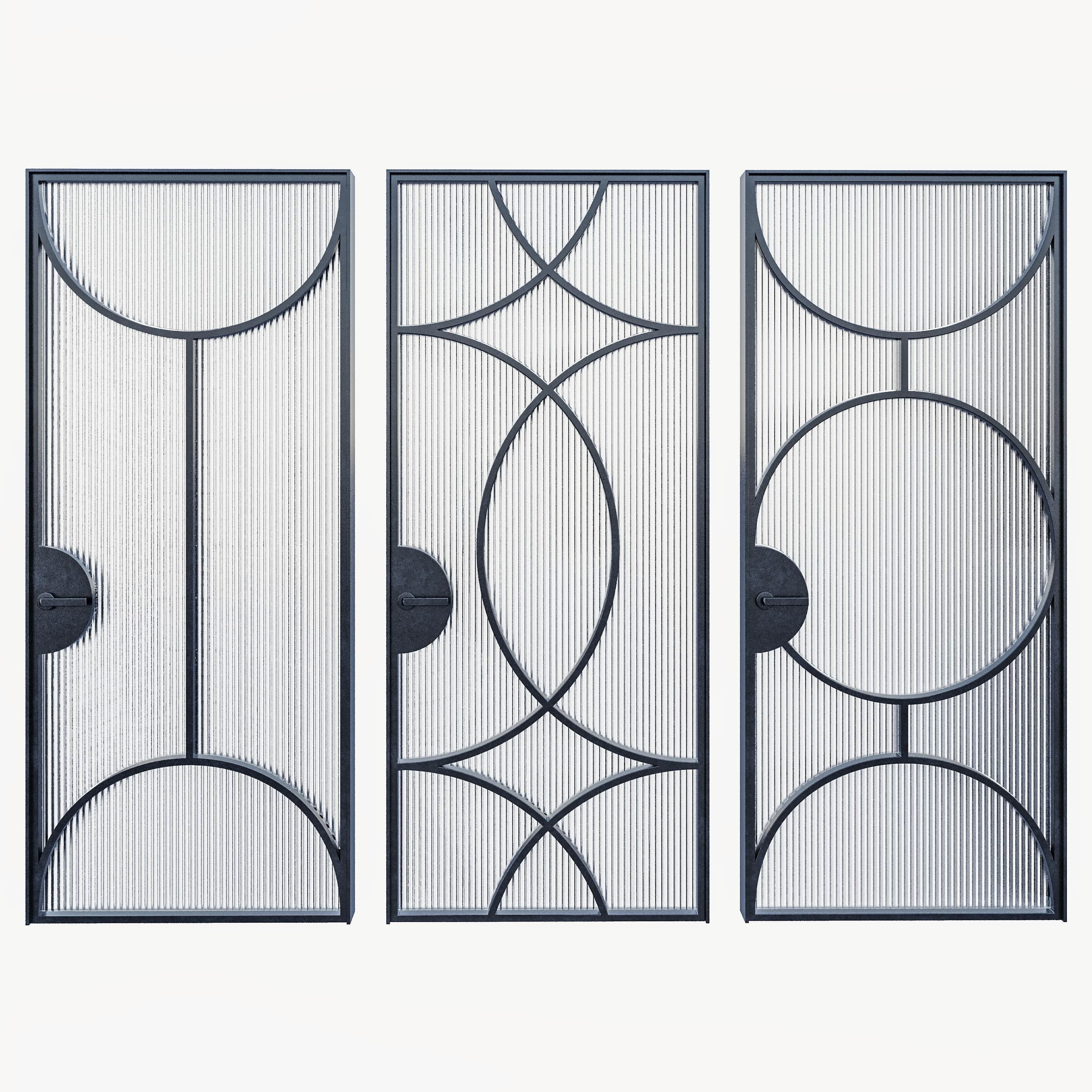 Interior Door Metal Set 01 3D model_1