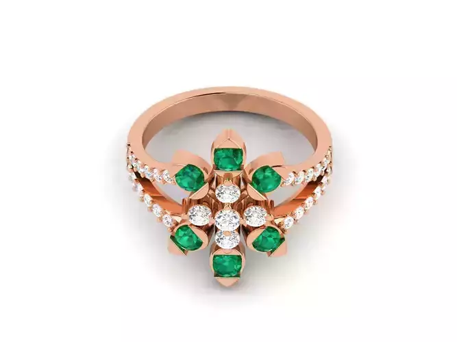 Women Diamond Cocktail Ring 3dm renders detail