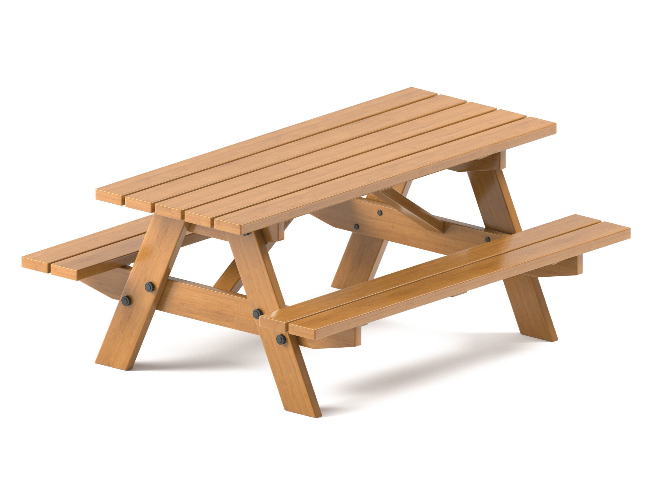 Wood Outdoor Picnic Table 3D model_1