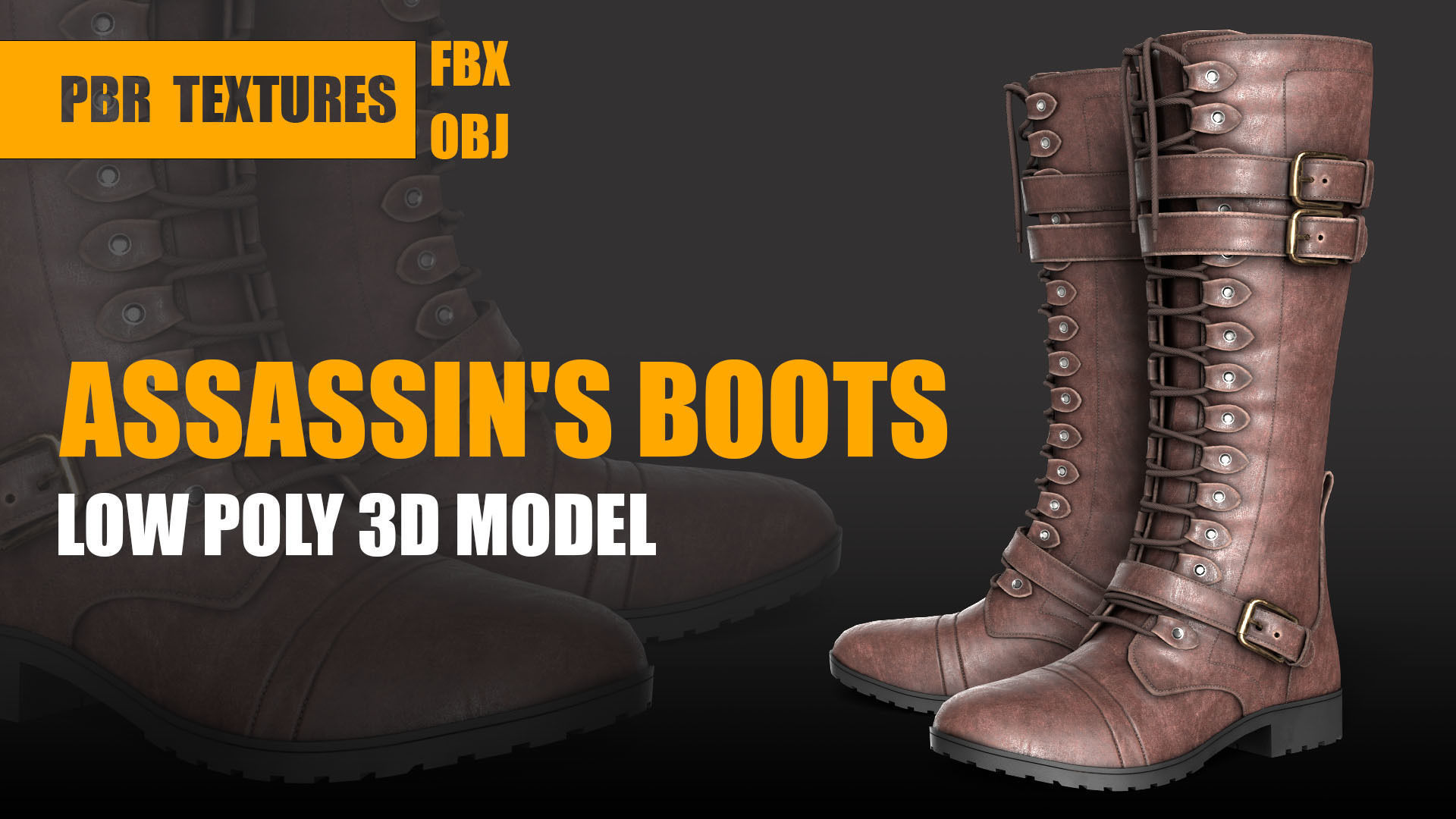 Assassins Boots Low-poly 3D model PBR Textures Low-poly 3D model_2