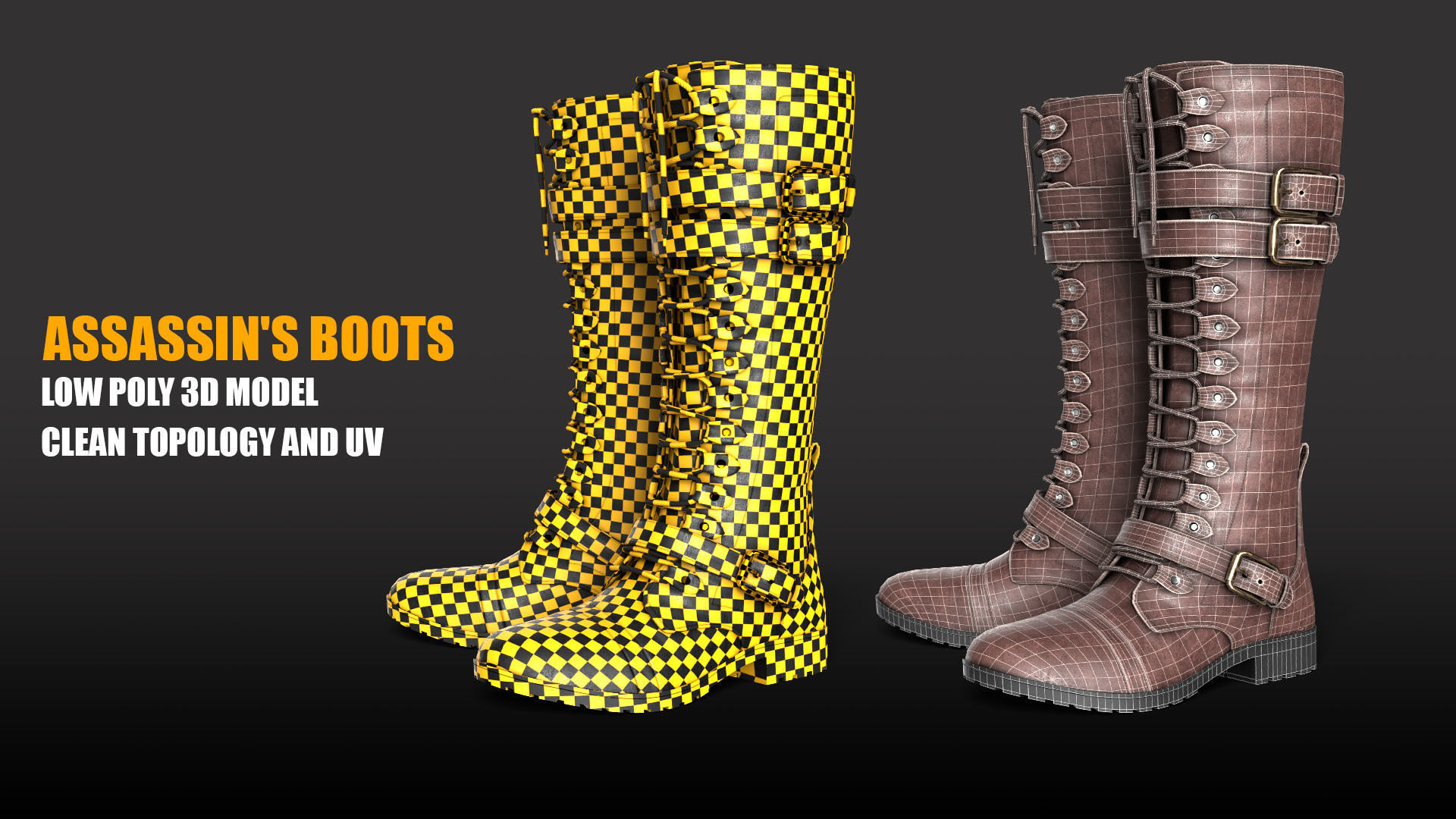 Assassins Boots Low-poly 3D model PBR Textures Low-poly 3D model_3