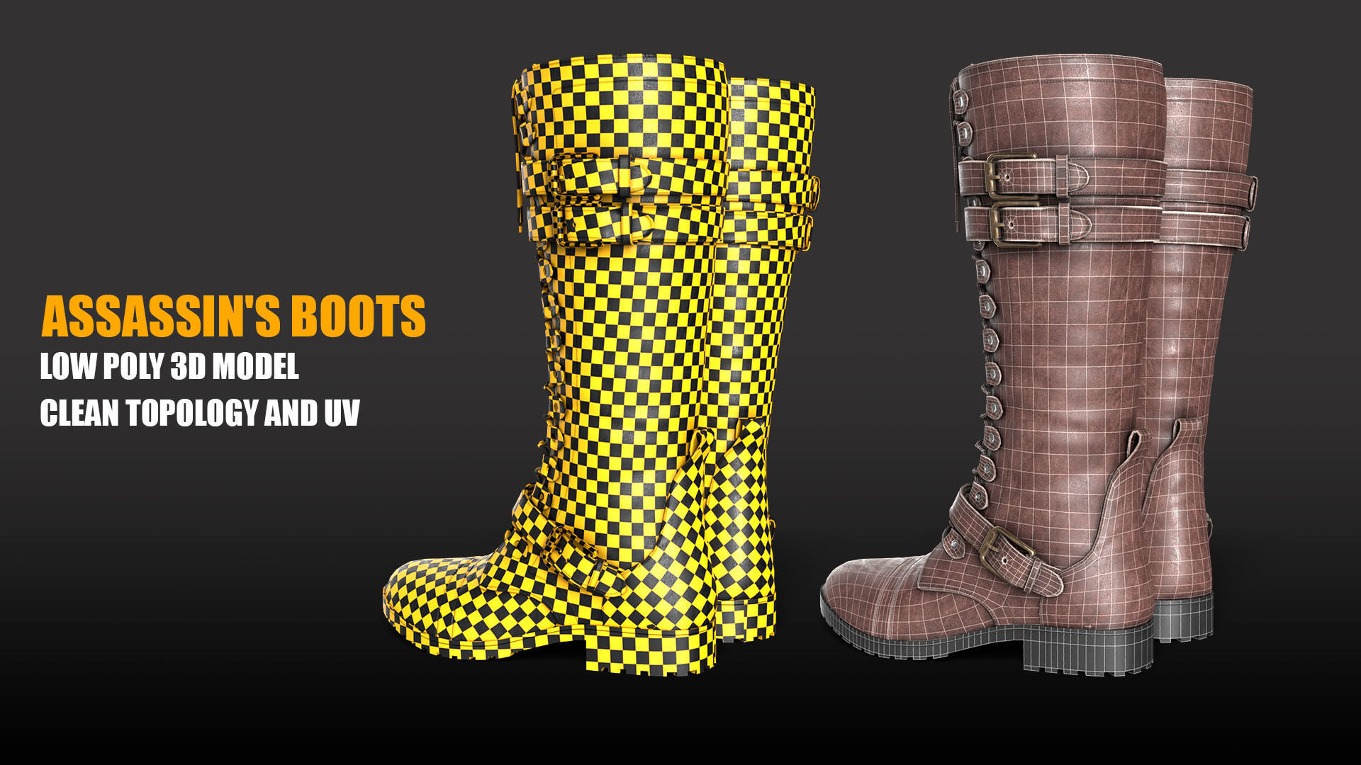 Assassins Boots Low-poly 3D model PBR Textures Low-poly 3D model_4