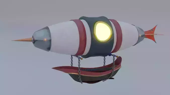 Zeppelin 3D Model hot air balloon with boat