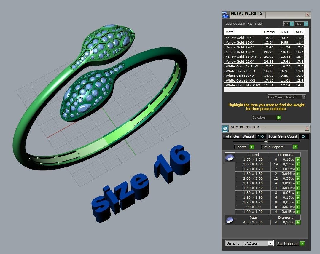 snake bracelet size 16 - 46x56 diameter 3D print model_4