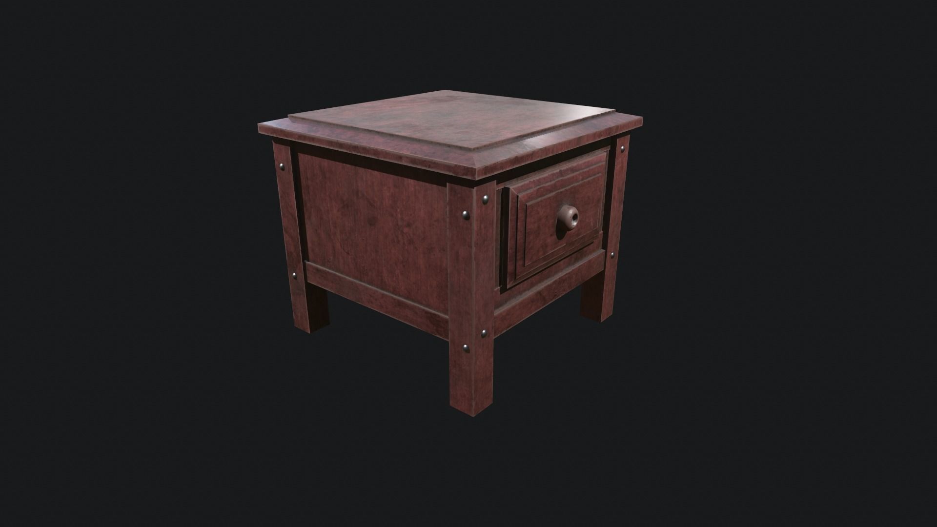 Antique wooden table Low-poly 3D model_2