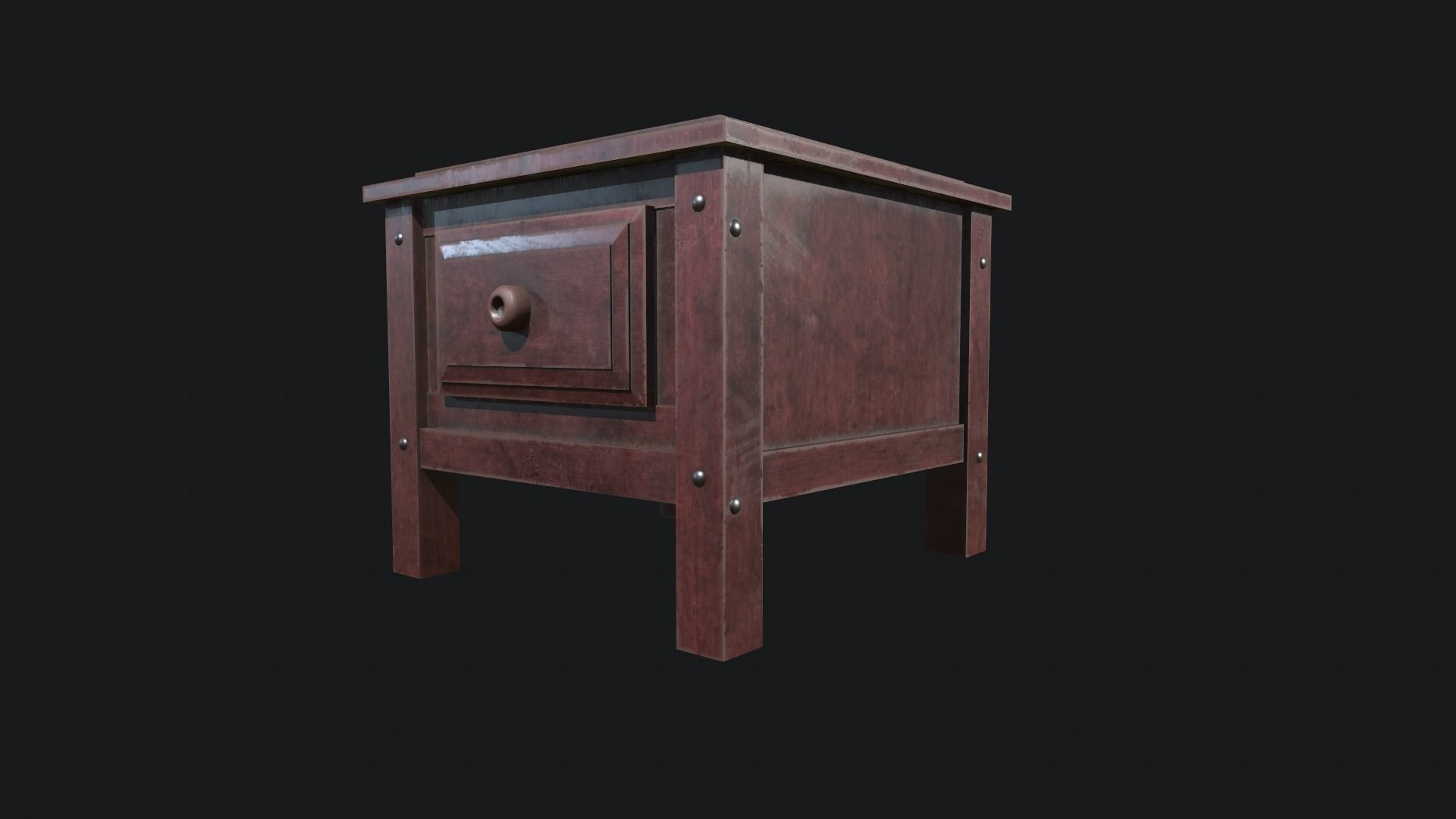 Antique wooden table Low-poly 3D model_1