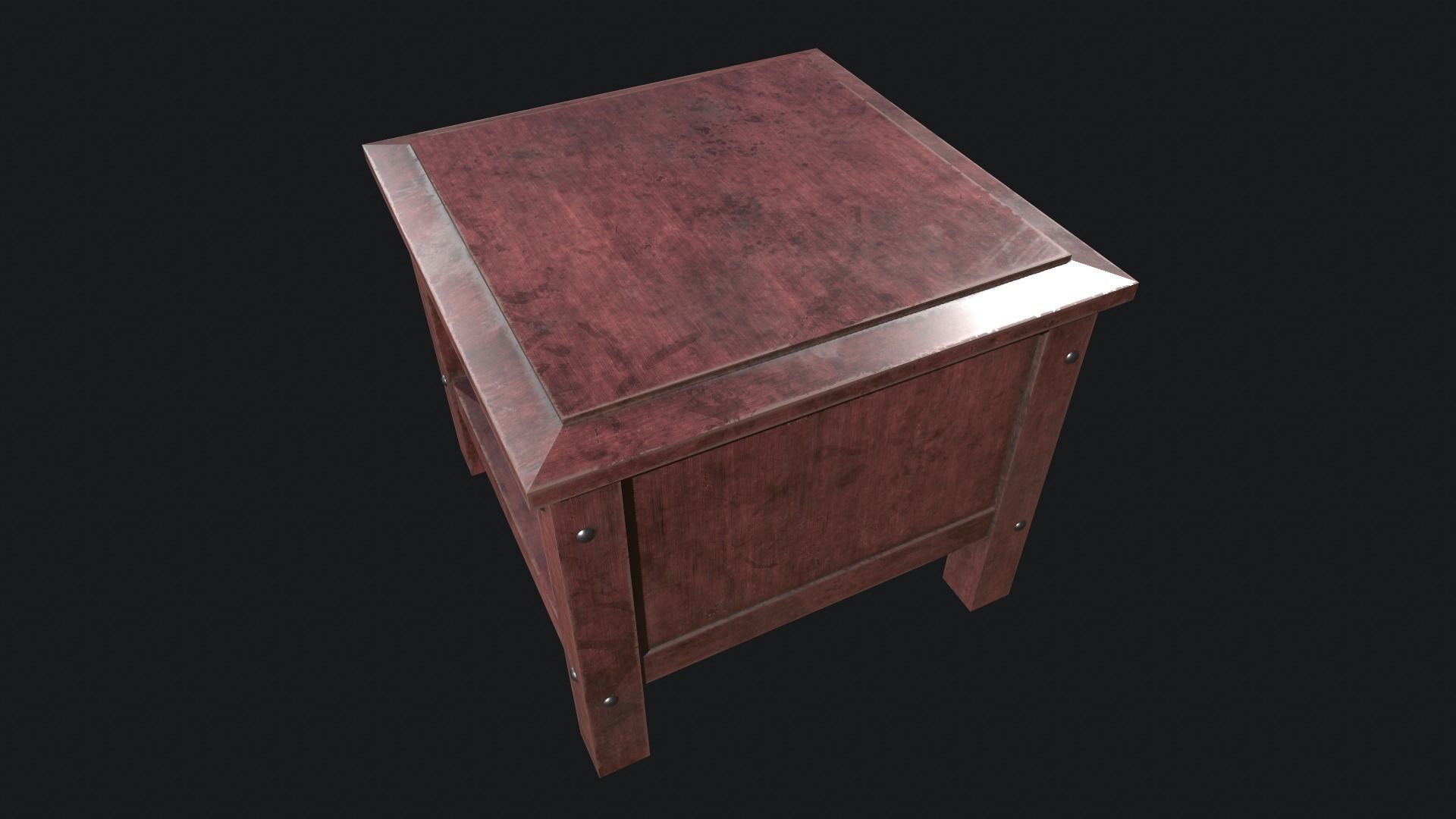 Antique wooden table Low-poly 3D model_4