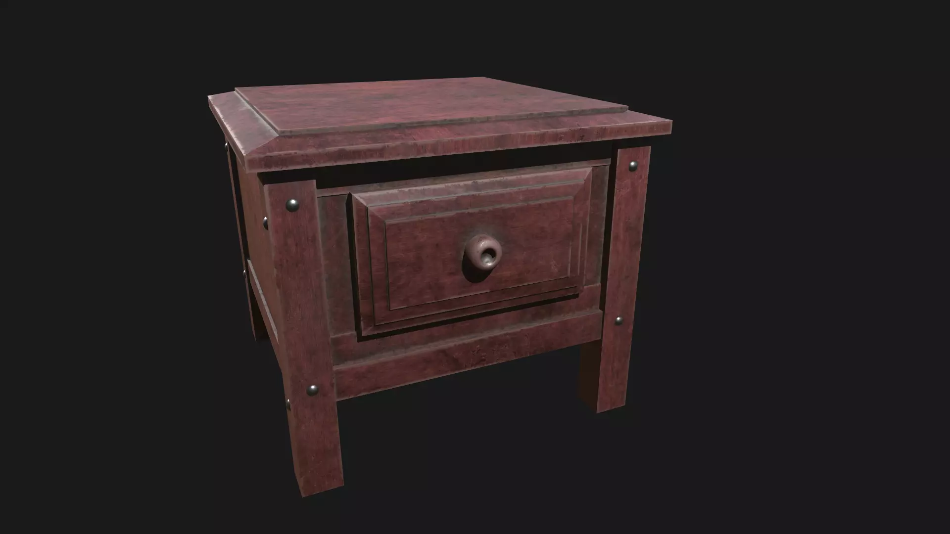 Antique wooden table Low-poly 3D model_0