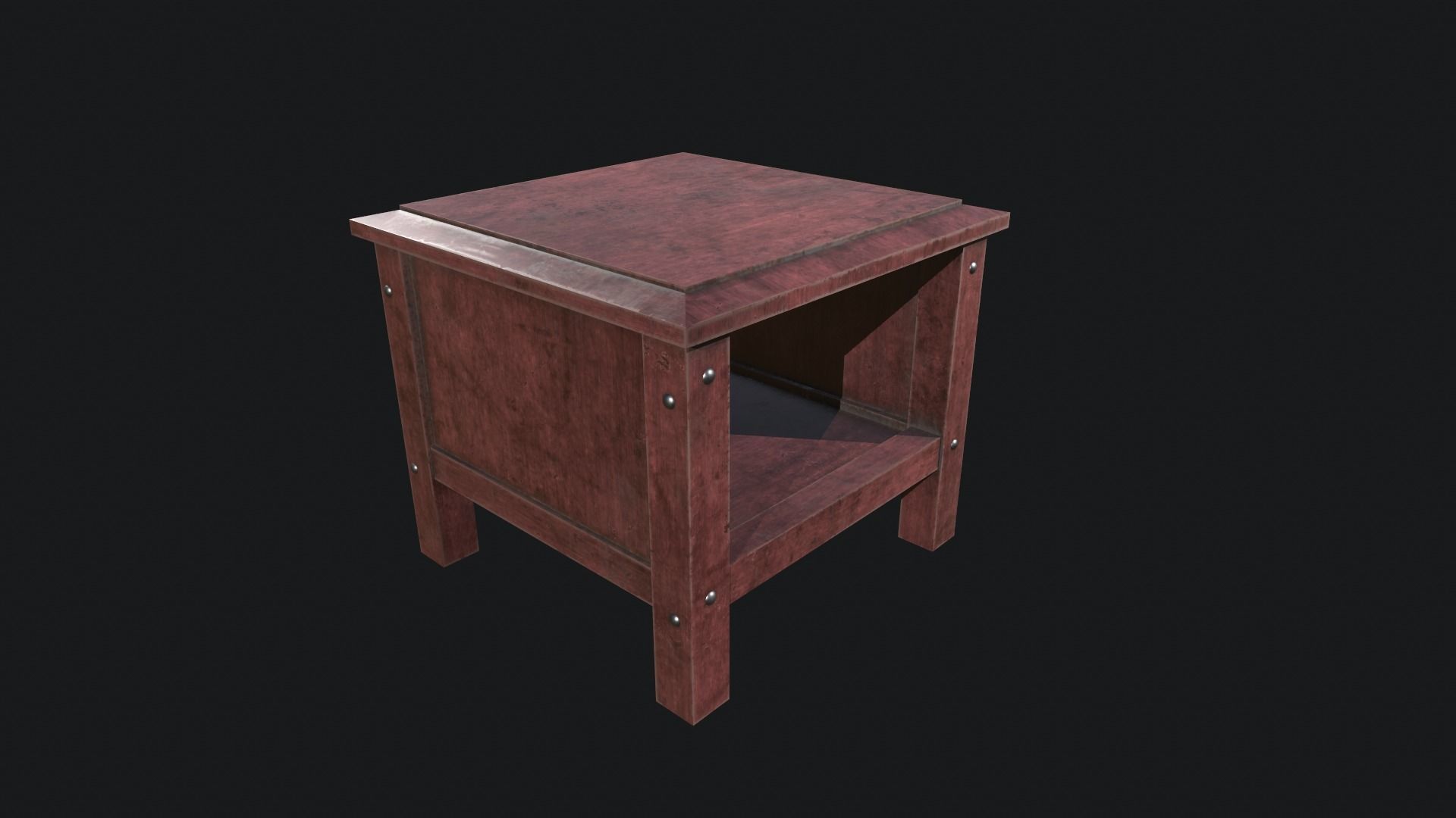 Antique wooden table Low-poly 3D model_3