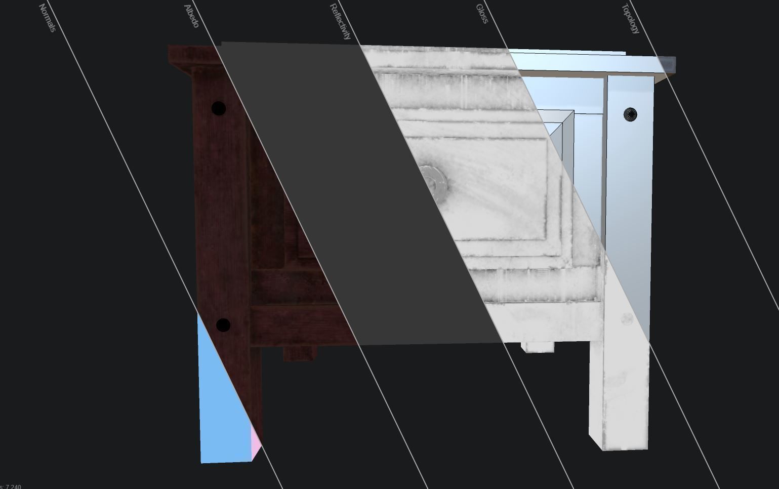 Antique wooden table Low-poly 3D model_5