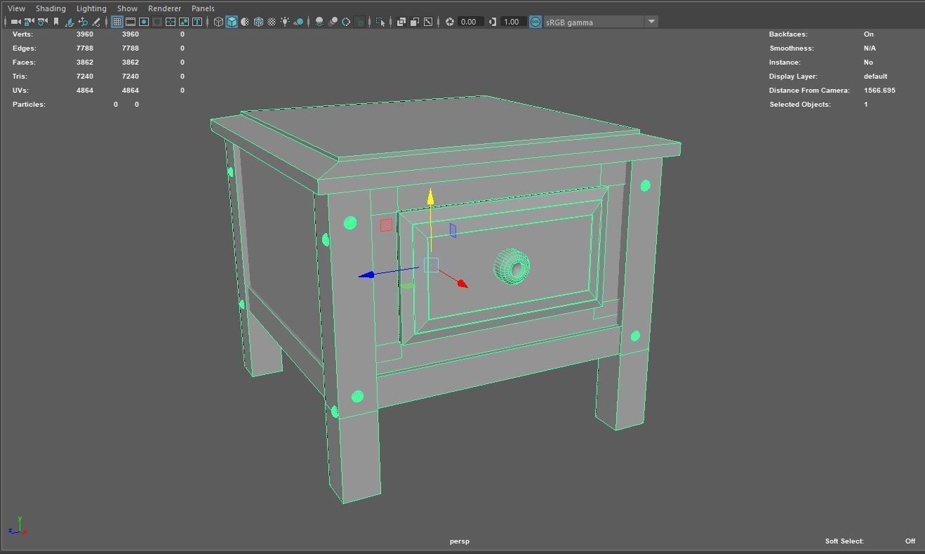 Antique wooden table Low-poly 3D model_7
