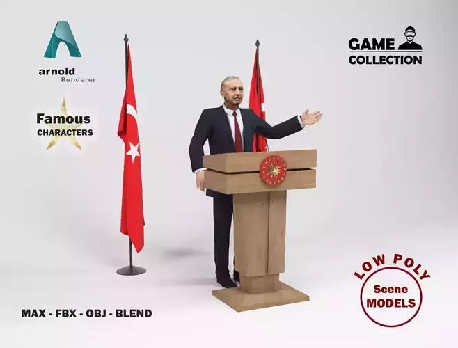 Recep Tayyip Erdogan Low-poly 3D model