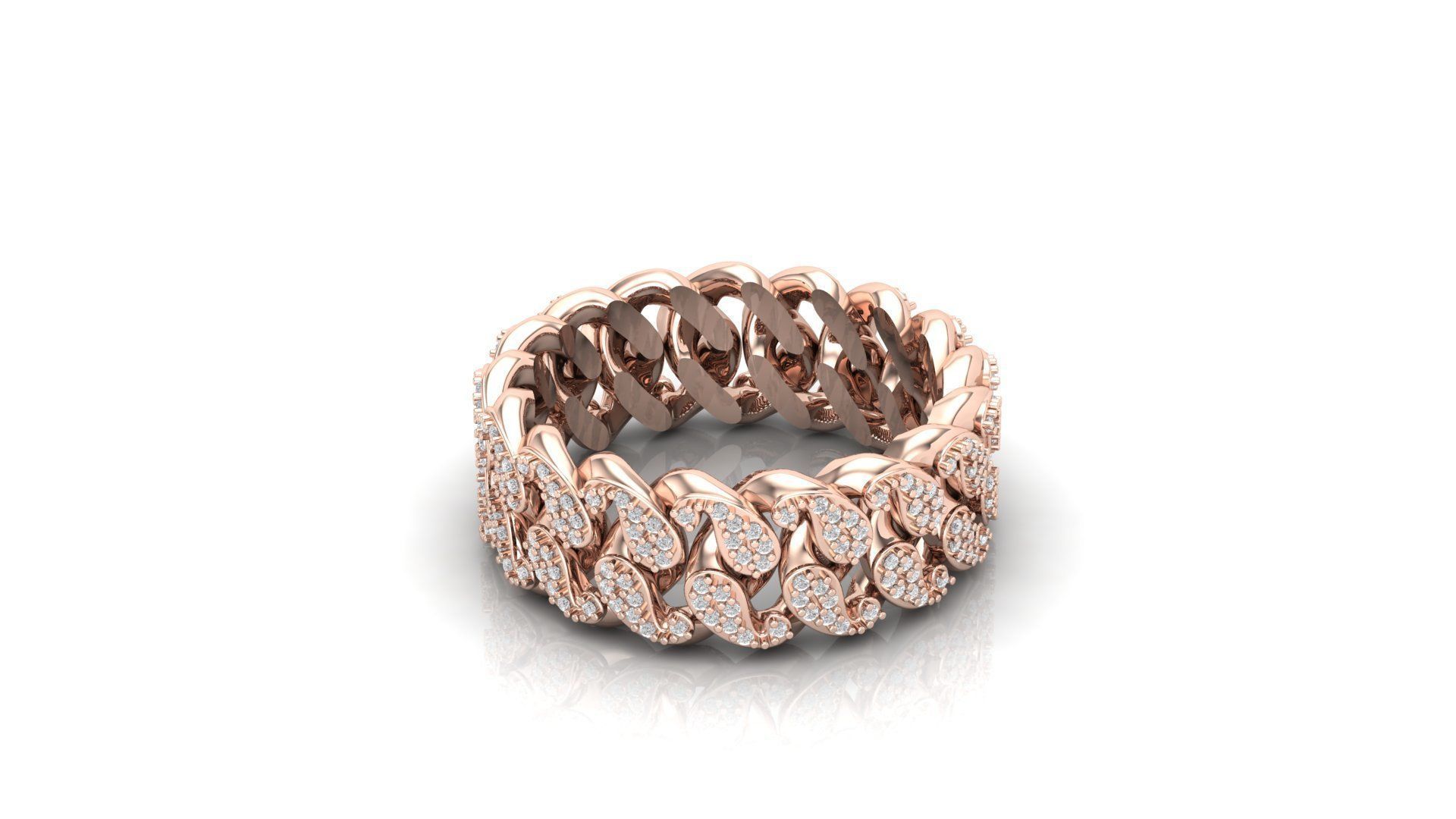 Cuban Link Chain Ring 3D print model_1
