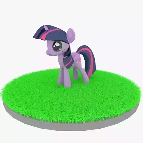 Cartoon Purple Pony Rigged Low-poly 3D model