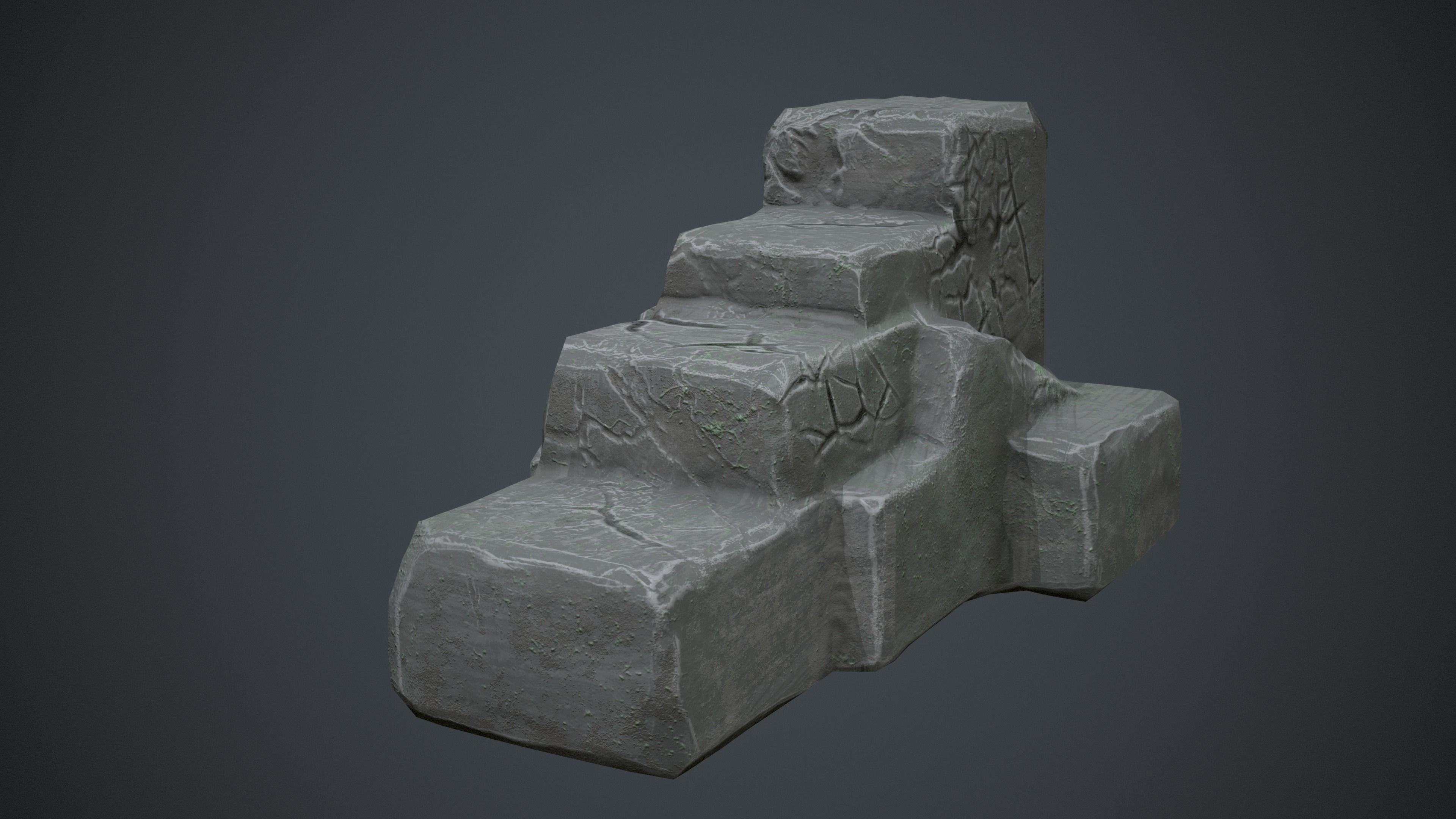 Fantasy Stylised Rock Stairs with Blue Cracks Low-poly 3D model_6