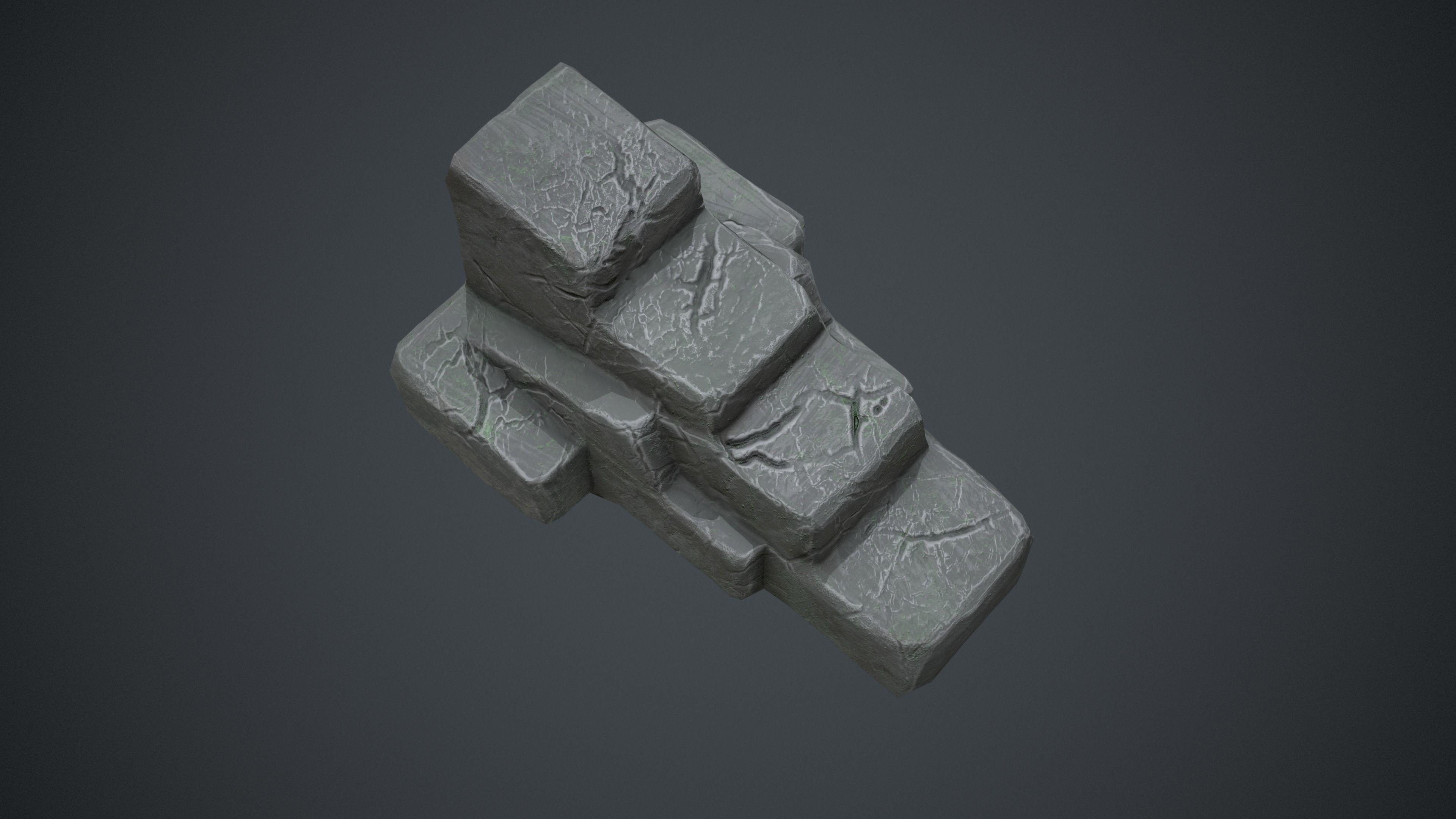 Fantasy Stylised Rock Stairs with Blue Cracks Low-poly 3D model_2