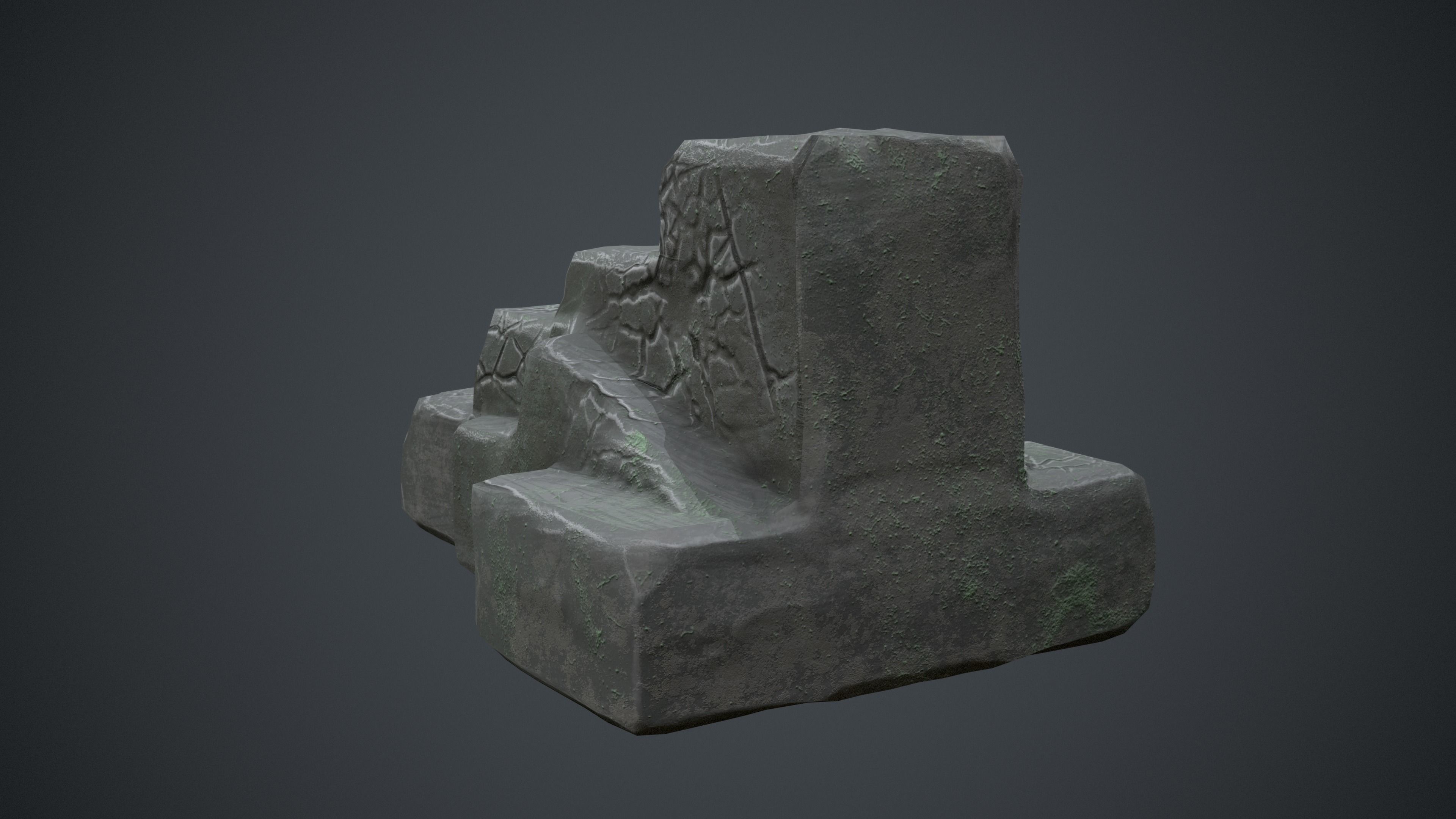 Fantasy Stylised Rock Stairs with Blue Cracks Low-poly 3D model_9