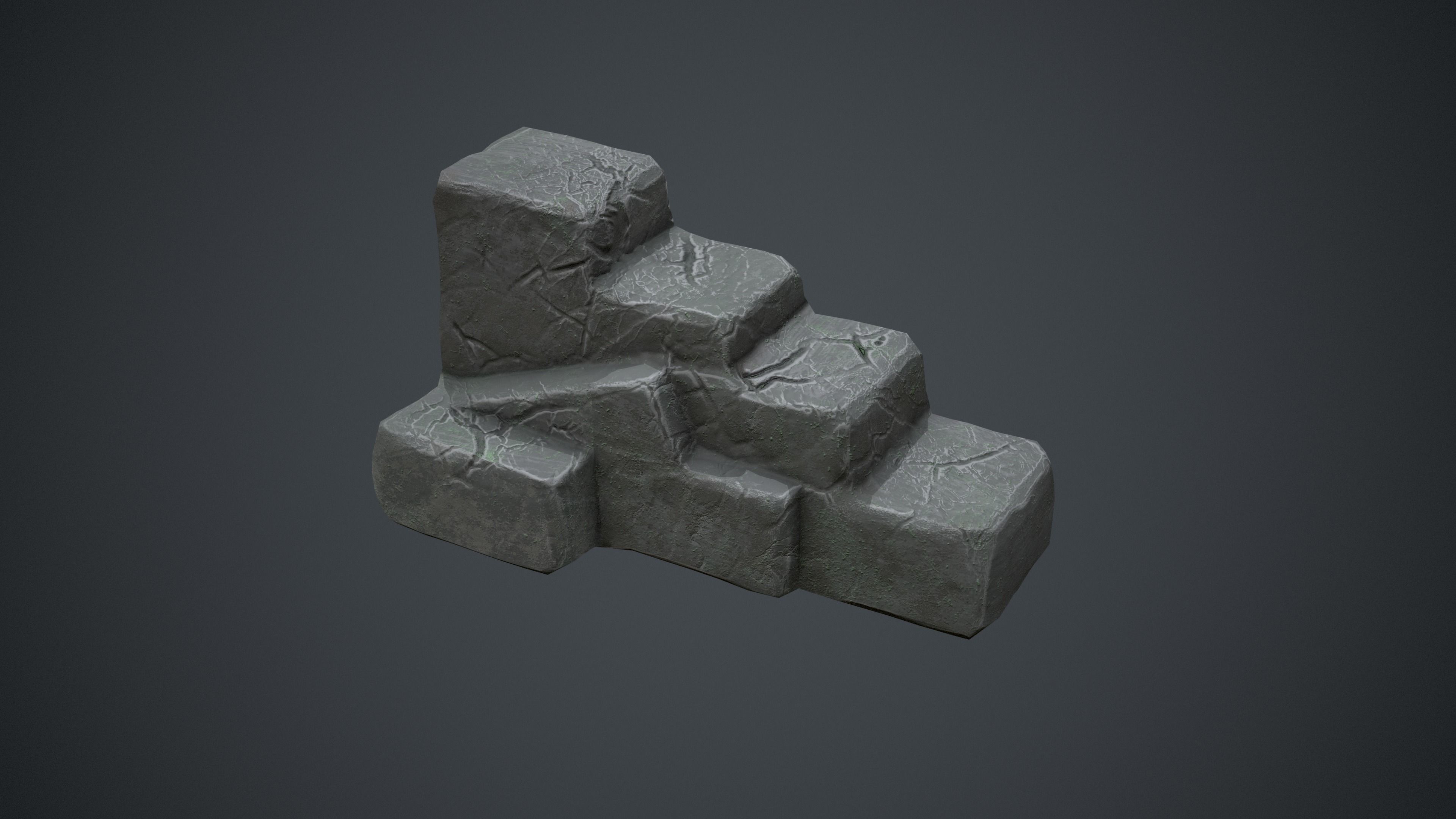 Fantasy Stylised Rock Stairs with Blue Cracks Low-poly 3D model_3