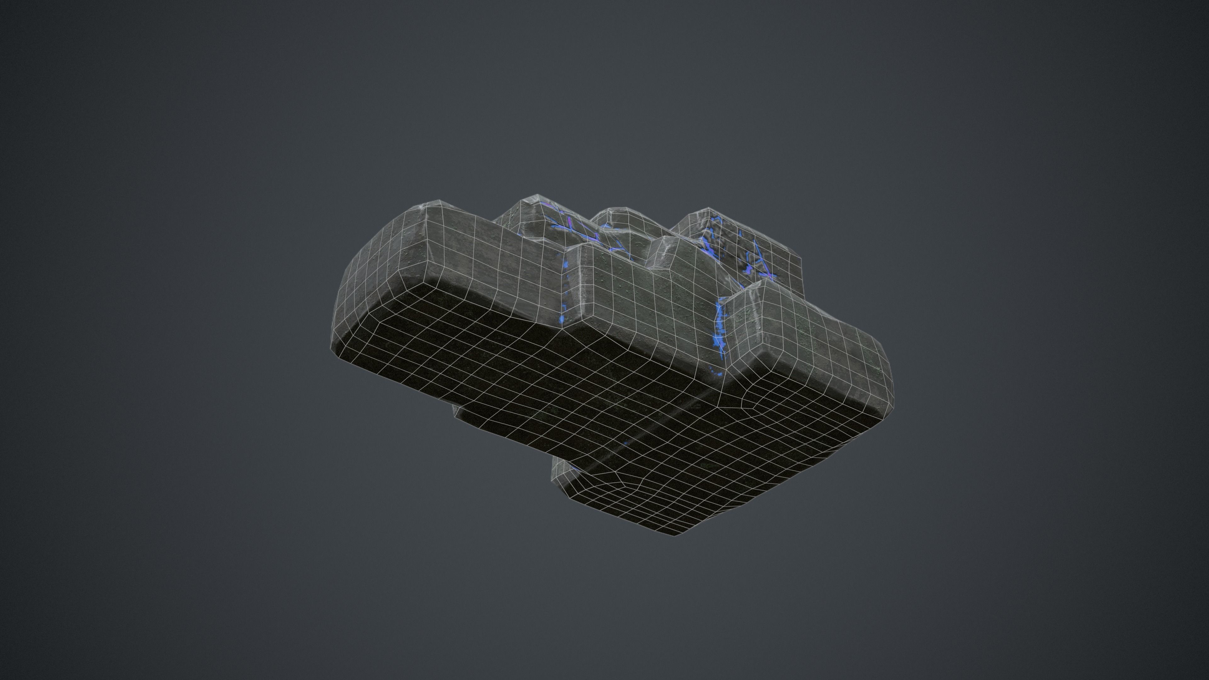 Fantasy Stylised Rock Stairs with Blue Cracks Low-poly 3D model_14