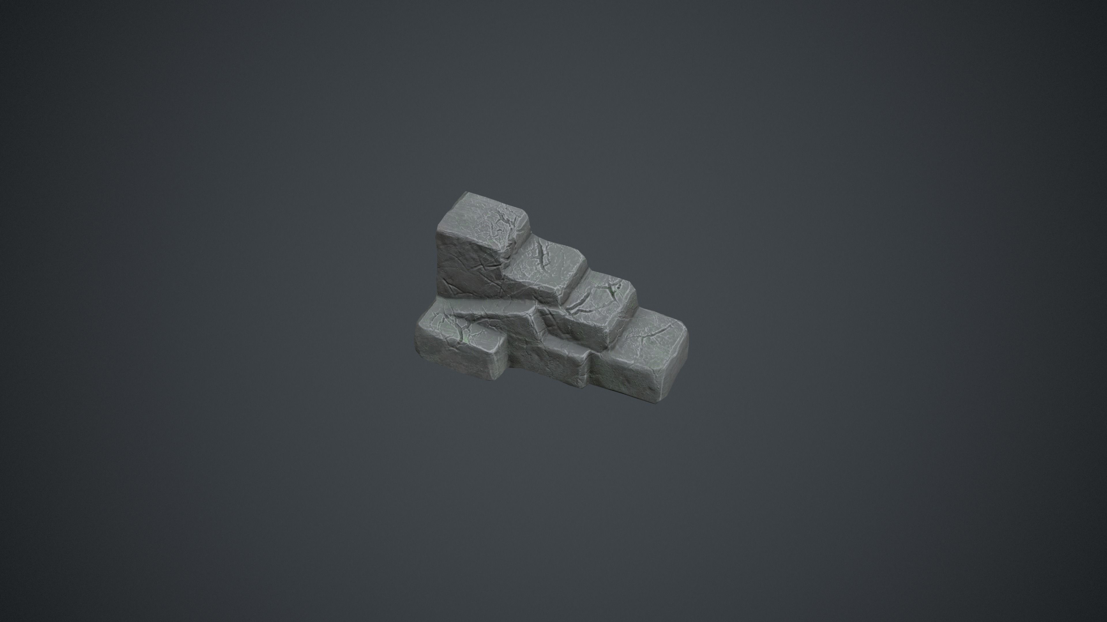 Fantasy Stylised Rock Stairs with Blue Cracks Low-poly 3D model_10