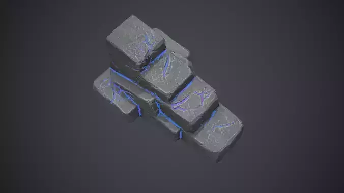 Fantasy Stylised Rock Stairs with Blue Cracks