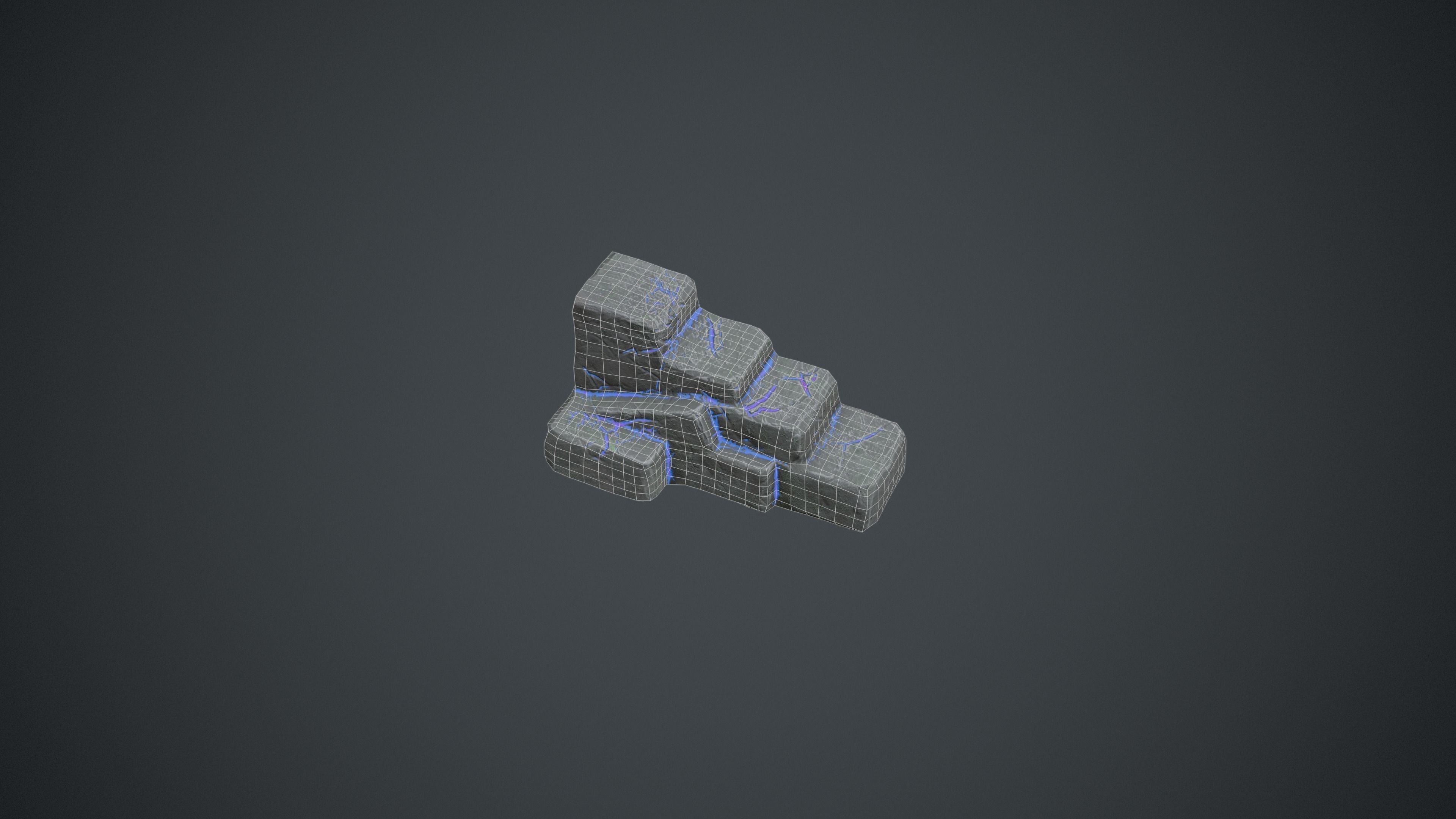 Fantasy Stylised Rock Stairs with Blue Cracks Low-poly 3D model_12