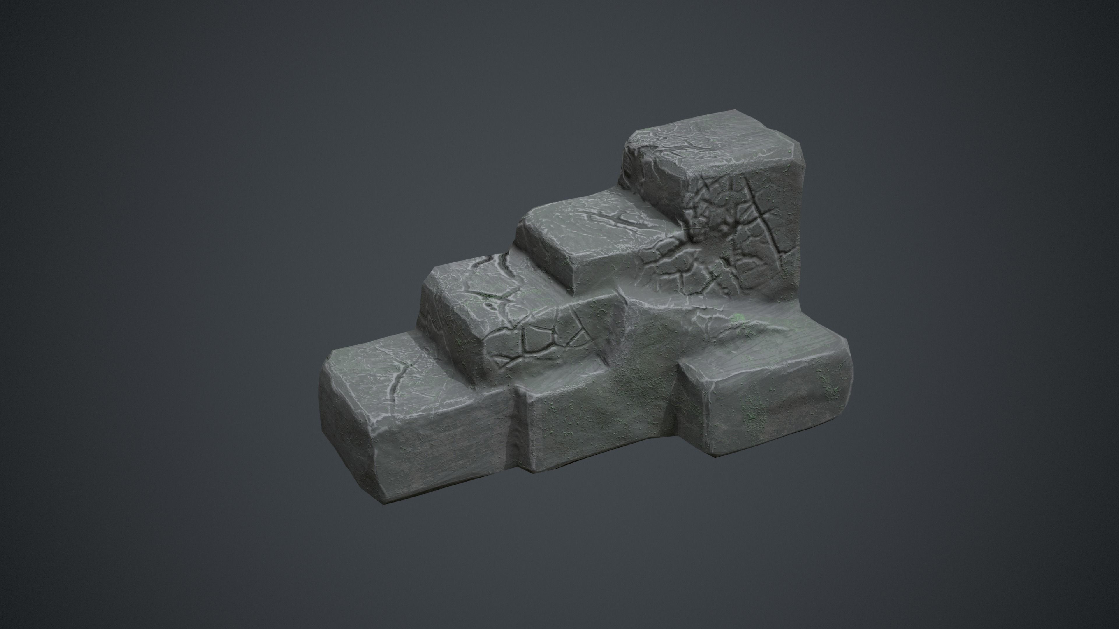 Fantasy Stylised Rock Stairs with Blue Cracks Low-poly 3D model_5