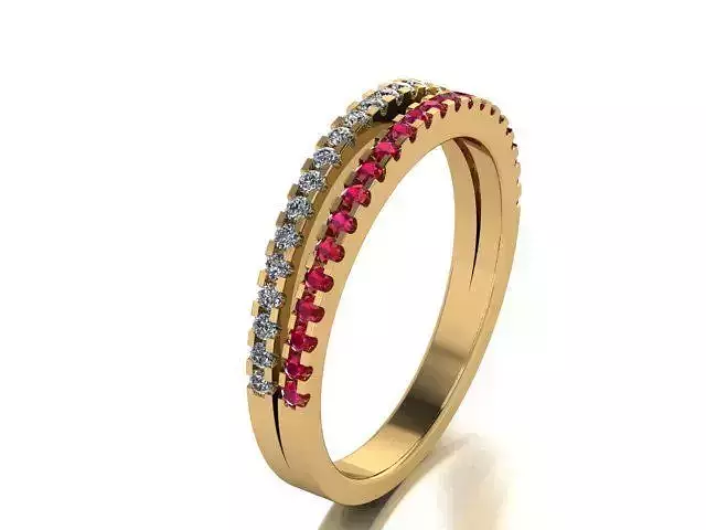 Rings gold ring with ruby and diamonds 3D print model