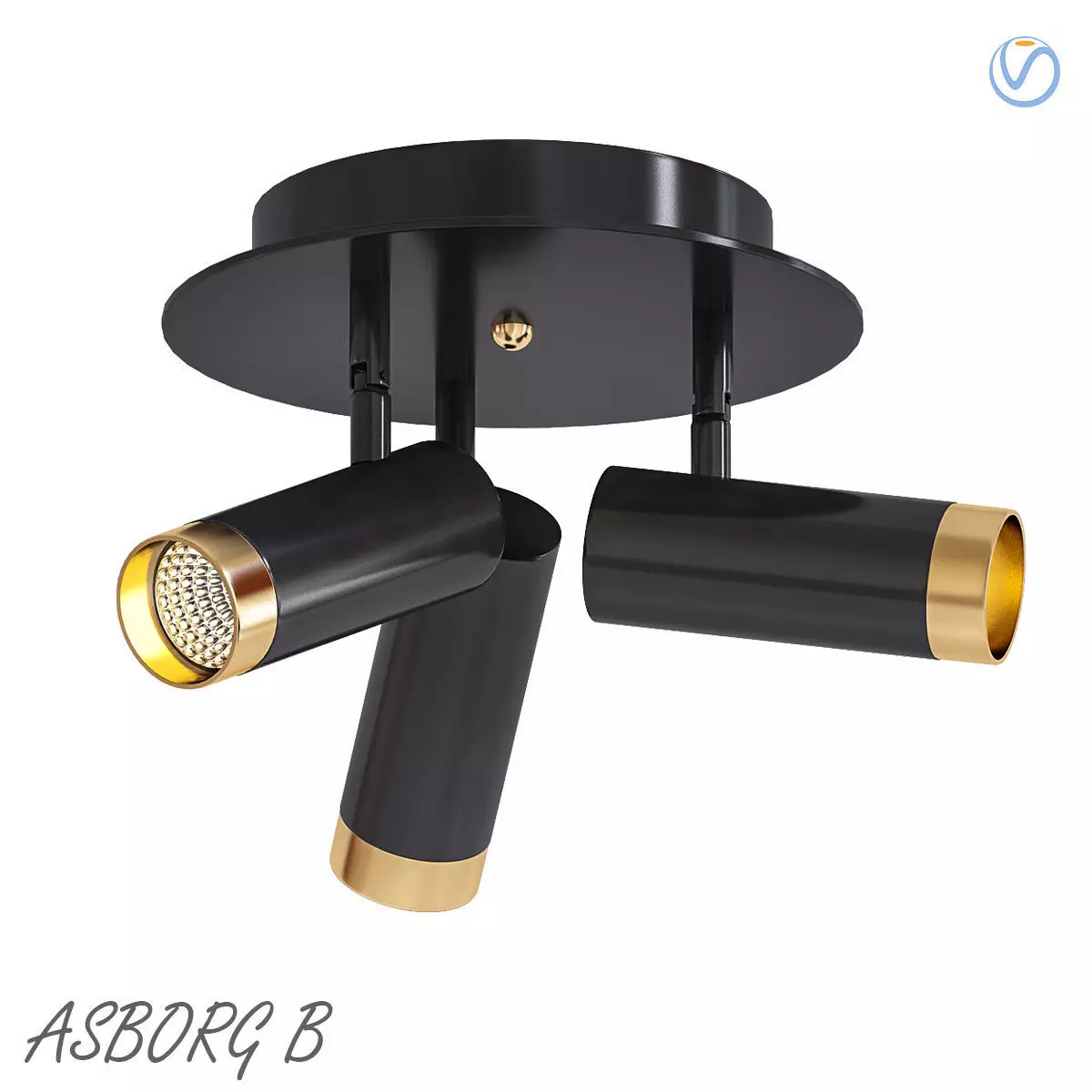 ASBORG B three light fixtures gold 3D model