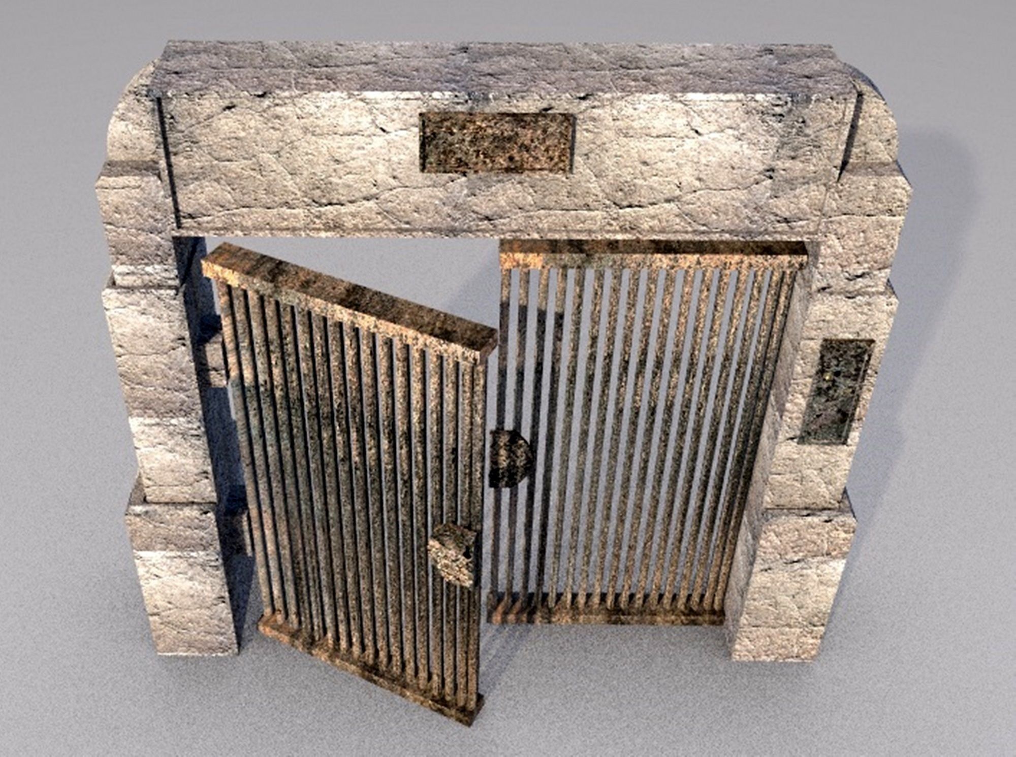 cemetery gate old door Low-poly 3D model_1