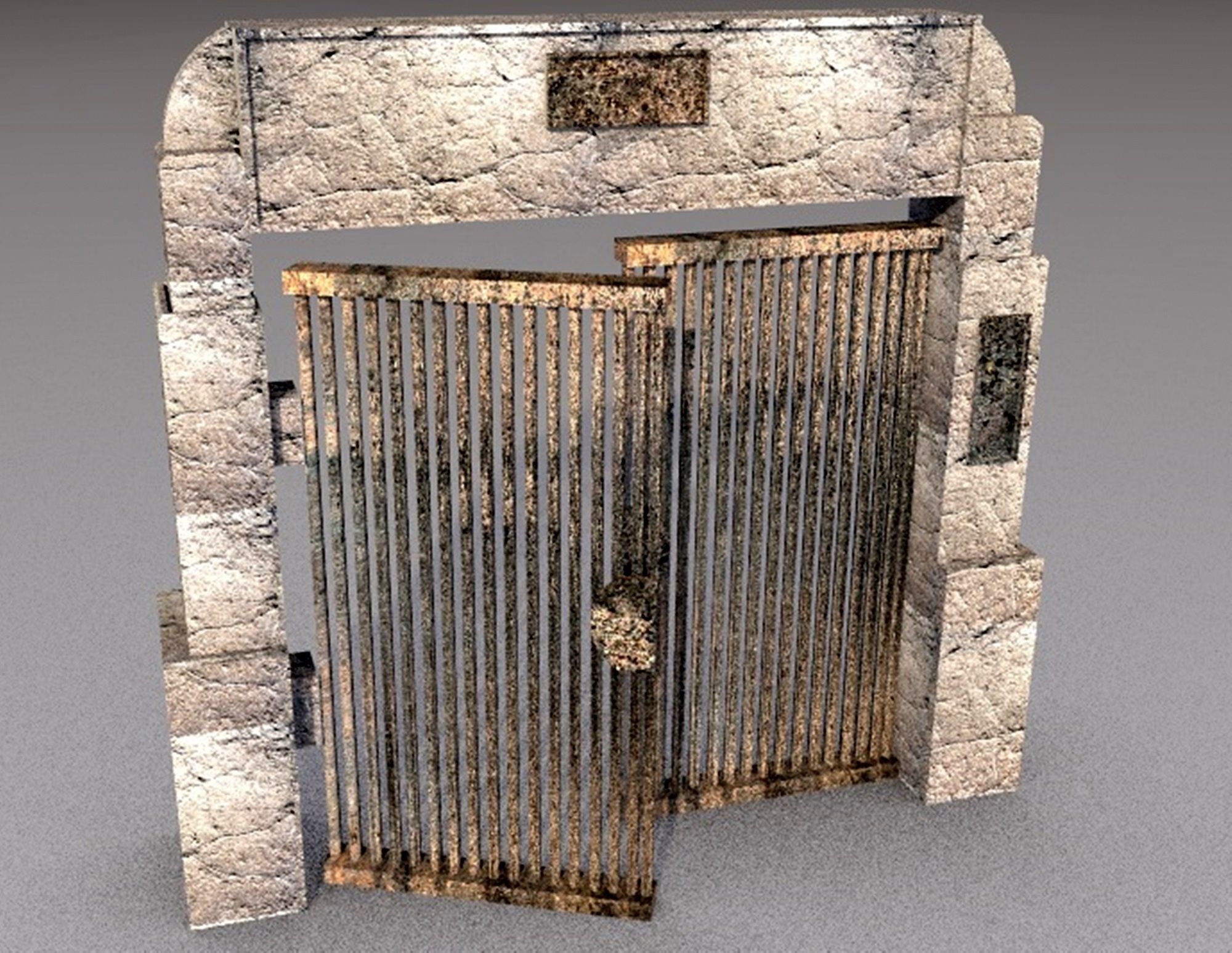 cemetery gate old door Low-poly 3D model_2
