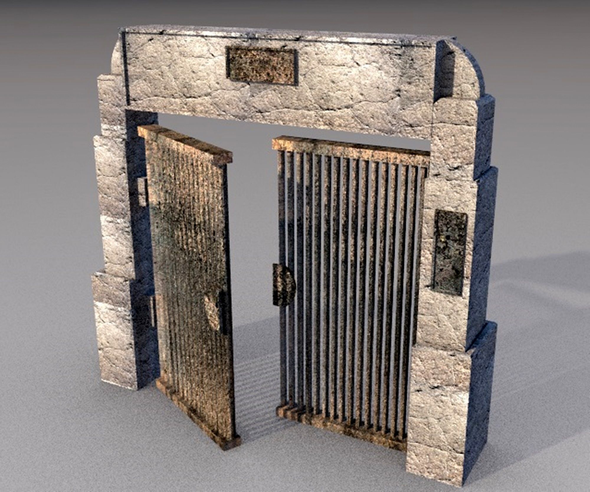 cemetery gate old door Low-poly 3D model_3
