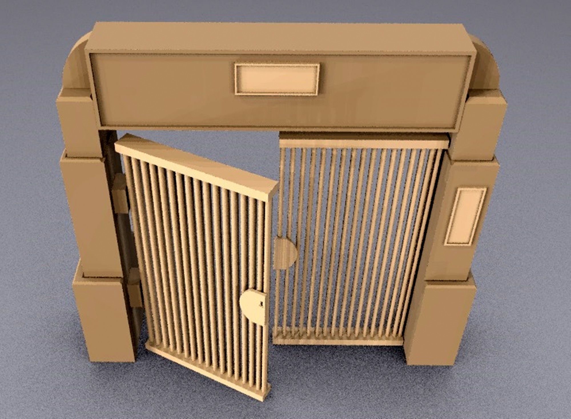 cemetery gate old door Low-poly 3D model_5