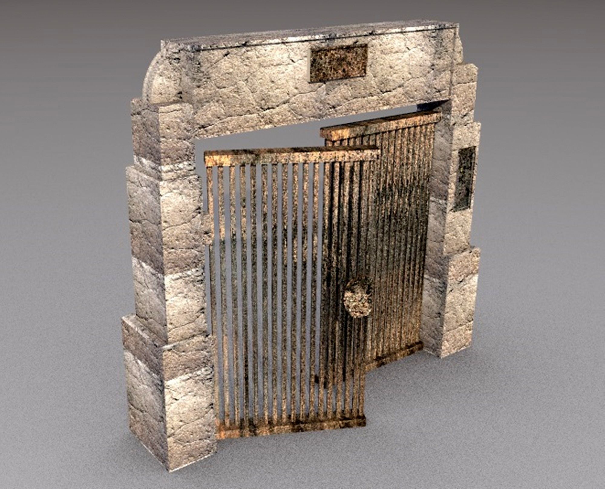 cemetery gate old door Low-poly 3D model_4