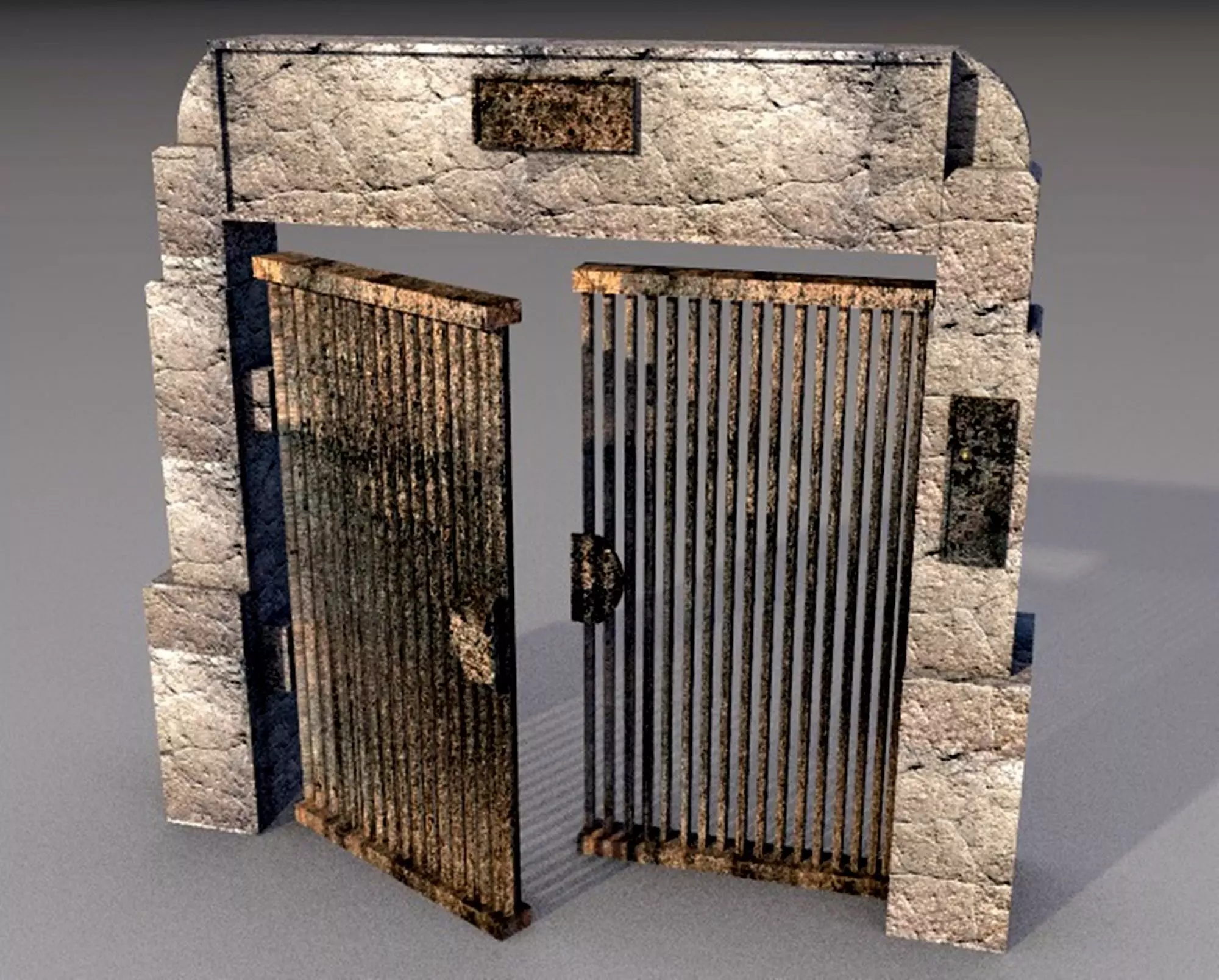 cemetery gate old door Low-poly 3D model_0