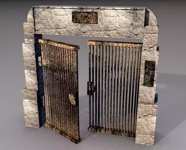 cemetery gate old door Low-poly 3D model