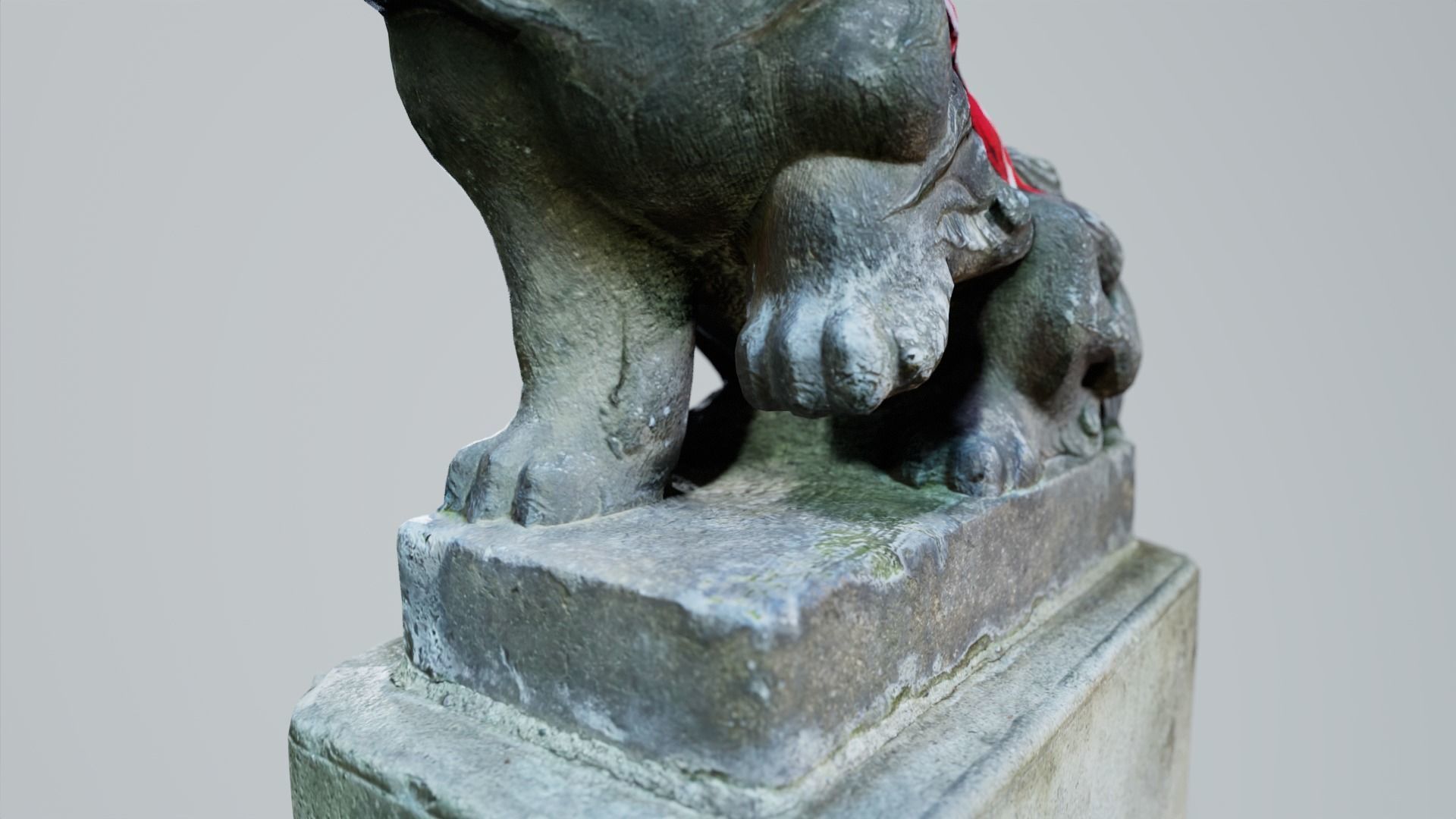 Japanese Shrine Dog Komainu Statue Low-poly 3D model_7