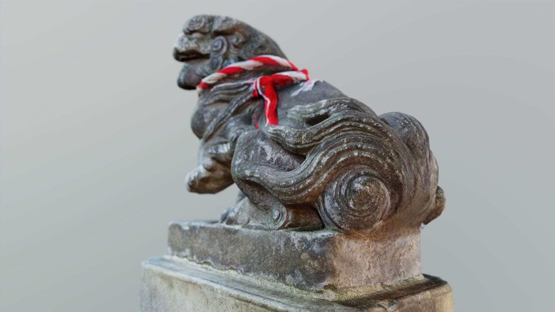 Japanese Shrine Dog Komainu Statue Low-poly 3D model_5