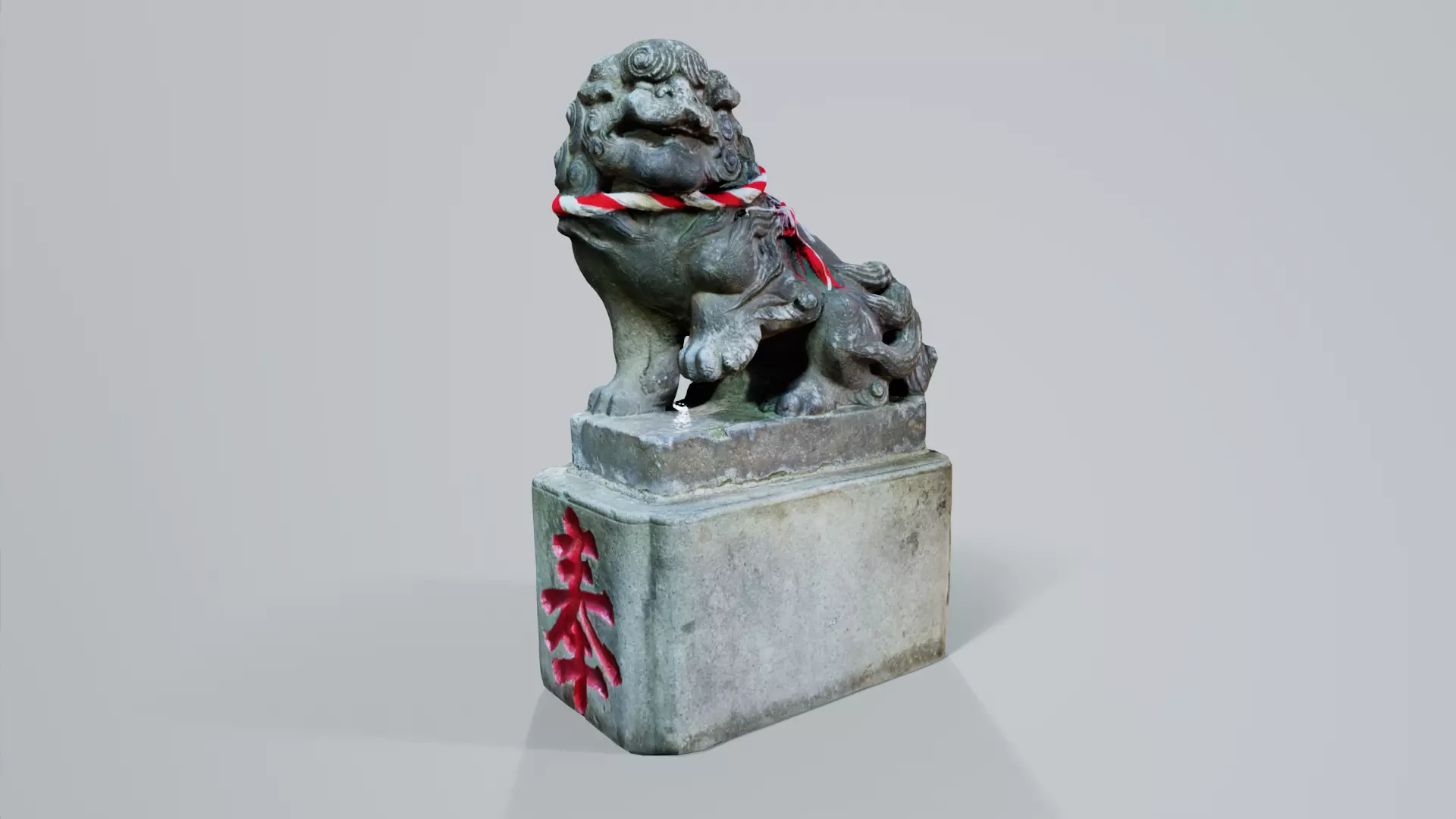 Japanese Shrine Dog Komainu Statue Low-poly 3D model_0