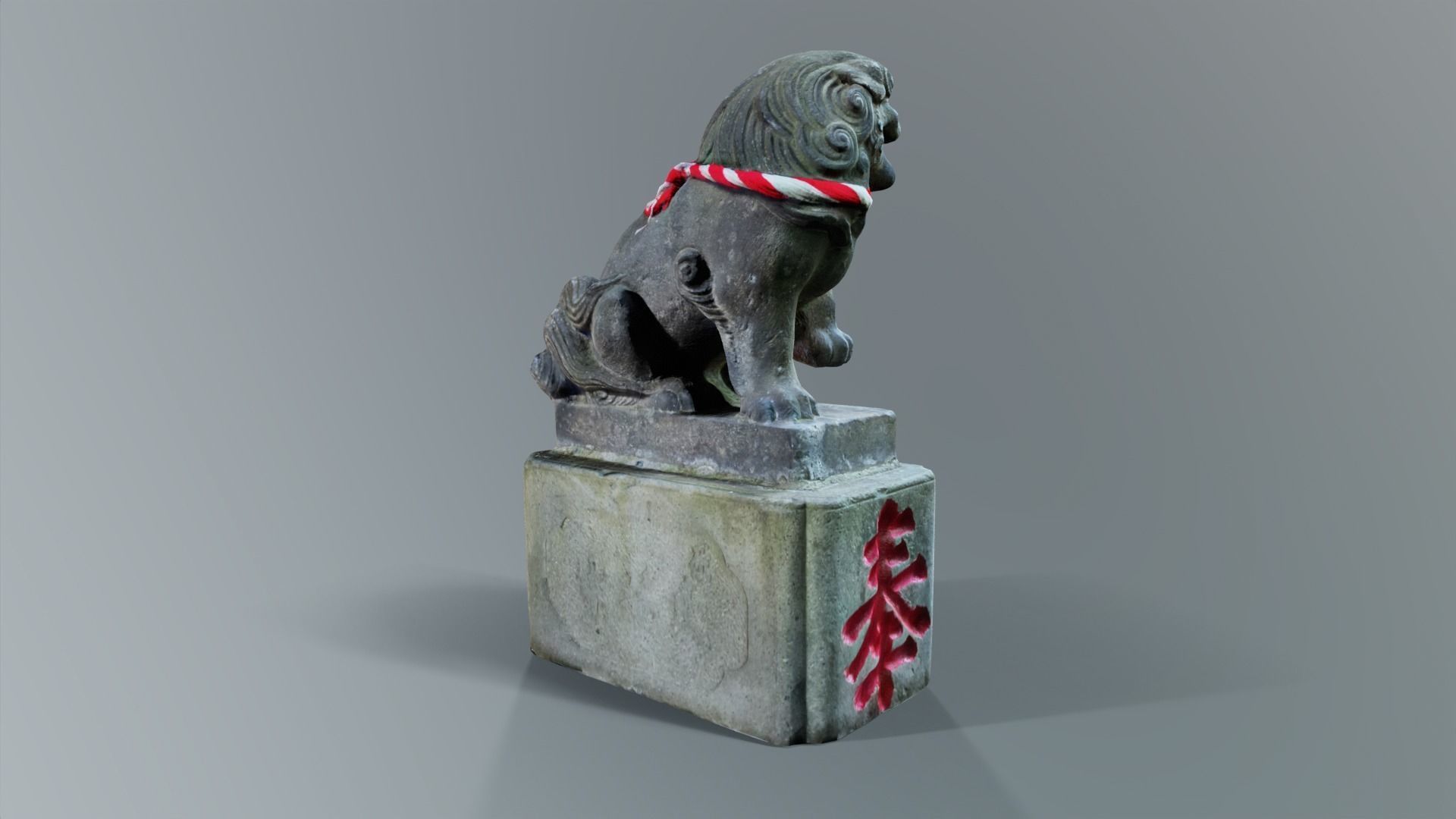 Japanese Shrine Dog Komainu Statue Low-poly 3D model_2