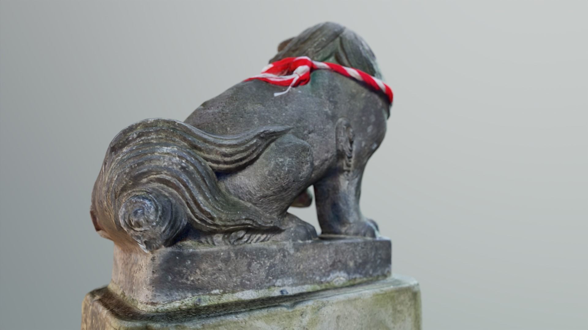 Japanese Shrine Dog Komainu Statue Low-poly 3D model_6