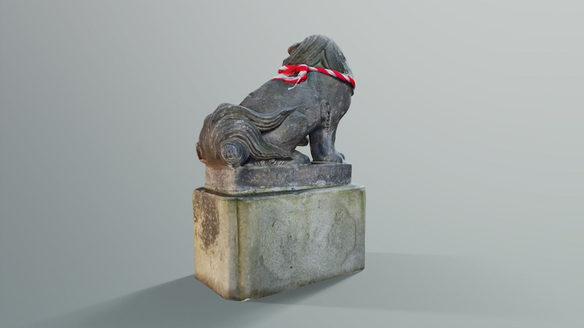 Japanese Shrine Dog Komainu Statue Low-poly 3D model_3
