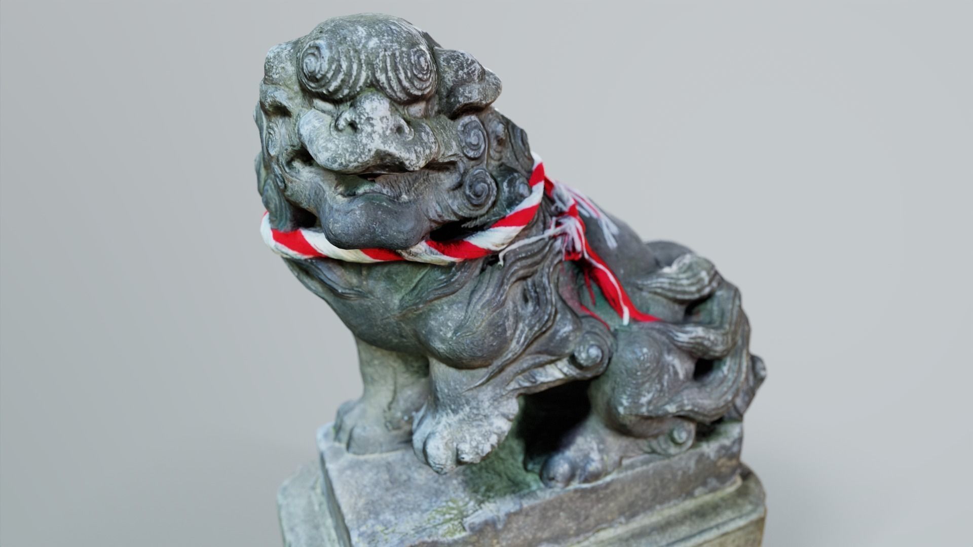 Japanese Shrine Dog Komainu Statue Low-poly 3D model_4
